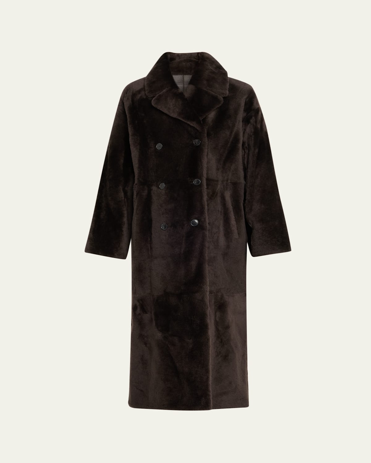 Yves Salomon Lacon Double-breasted Shearling Coat In Brown