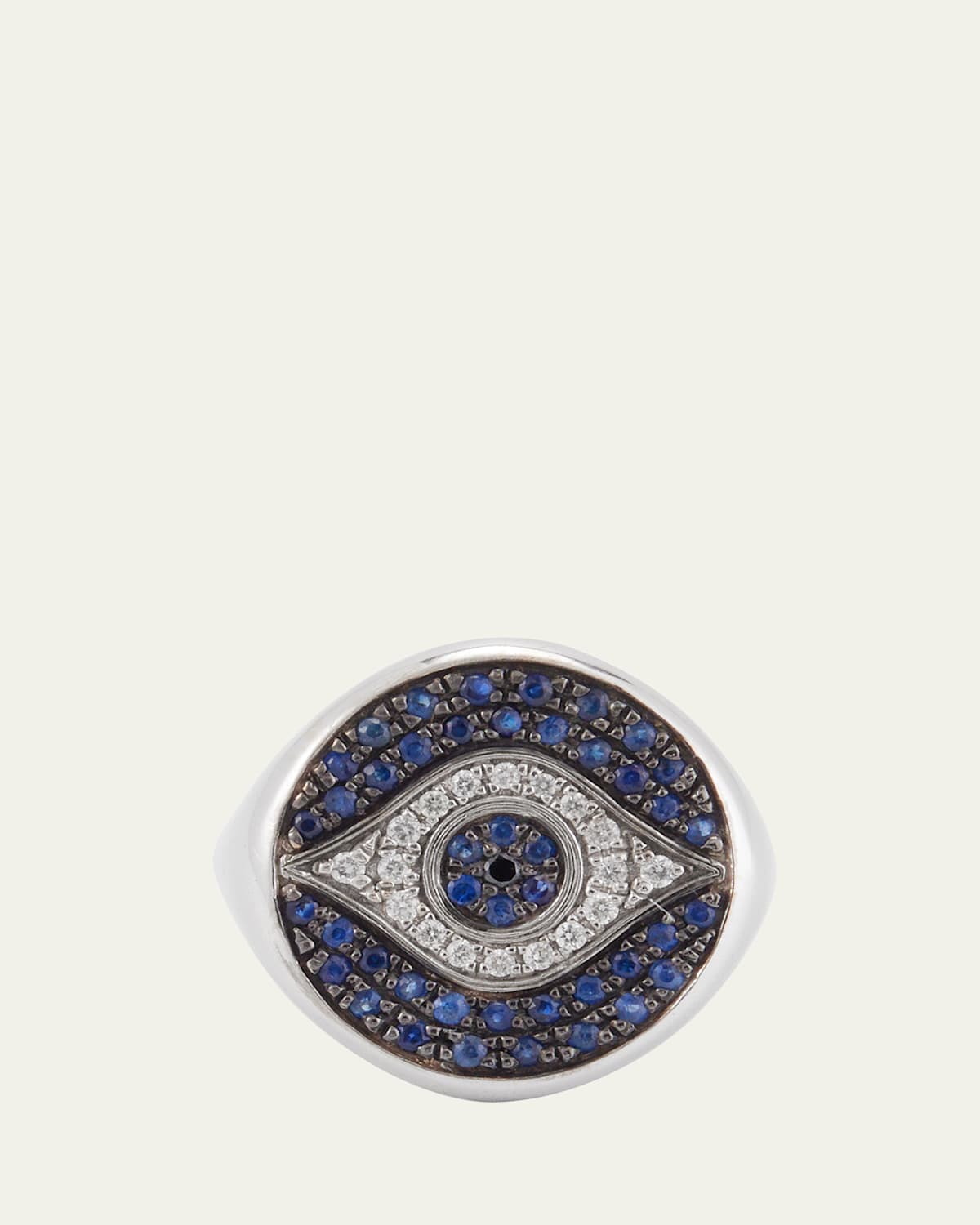 18K White Gold Little Blue Dawn Chevalier Ring