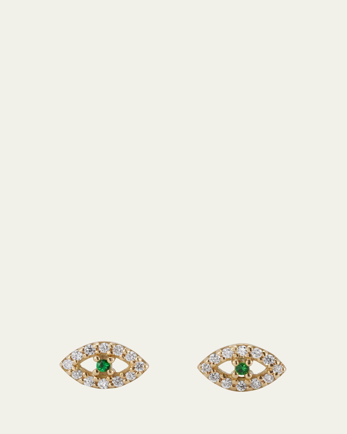 ​18K Gold Kitten Eye Stud Earrings with Diamonds