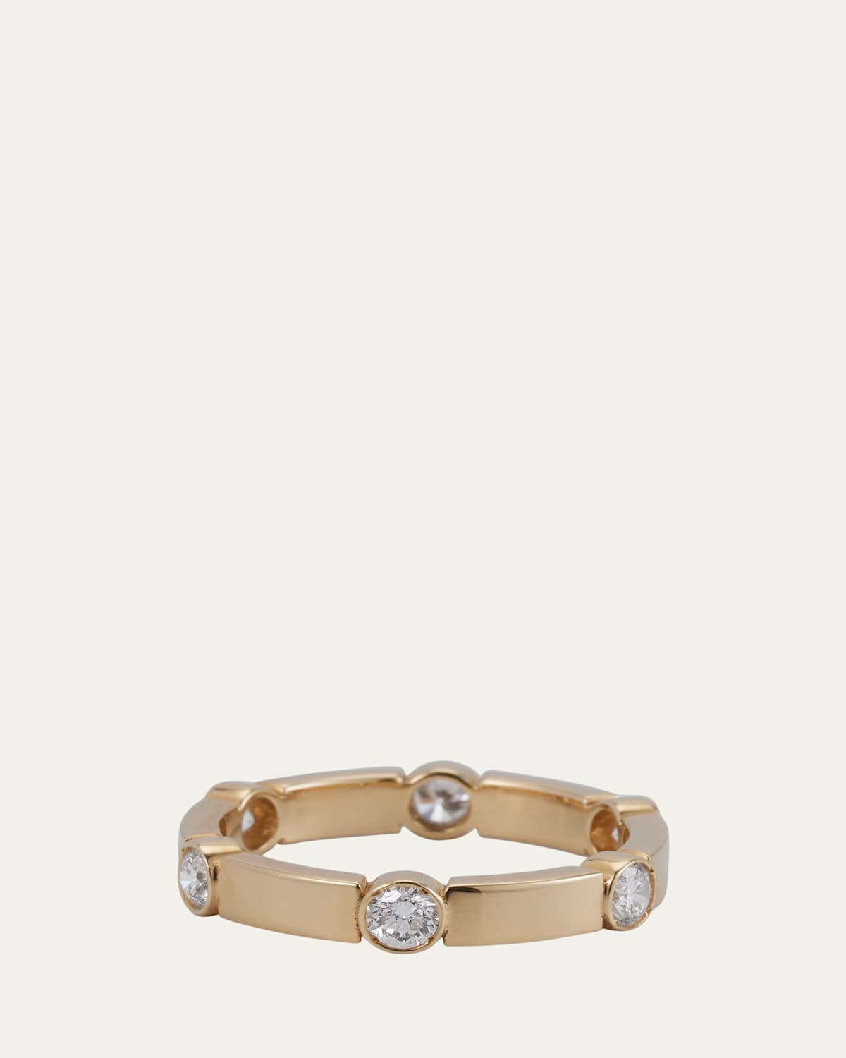 18K Yellow Gold Stepping Stones Stream Ring with Diamonds