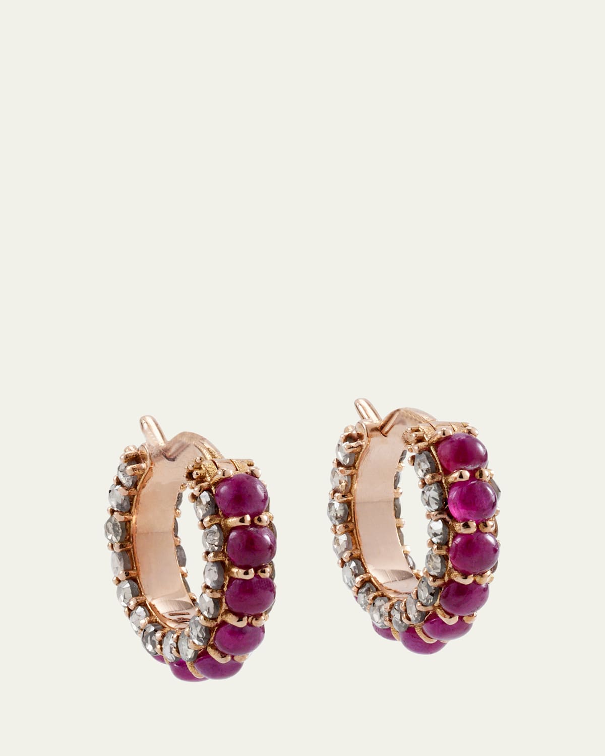 18K Pink Gold Ruby Streamflow Hoop Earrings