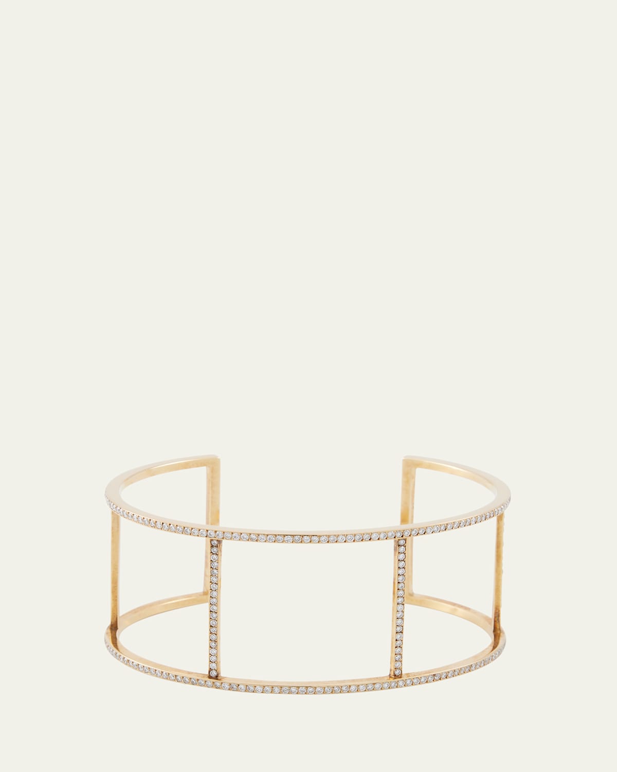18K Yellow Gold Wire Cuff with Diamonds