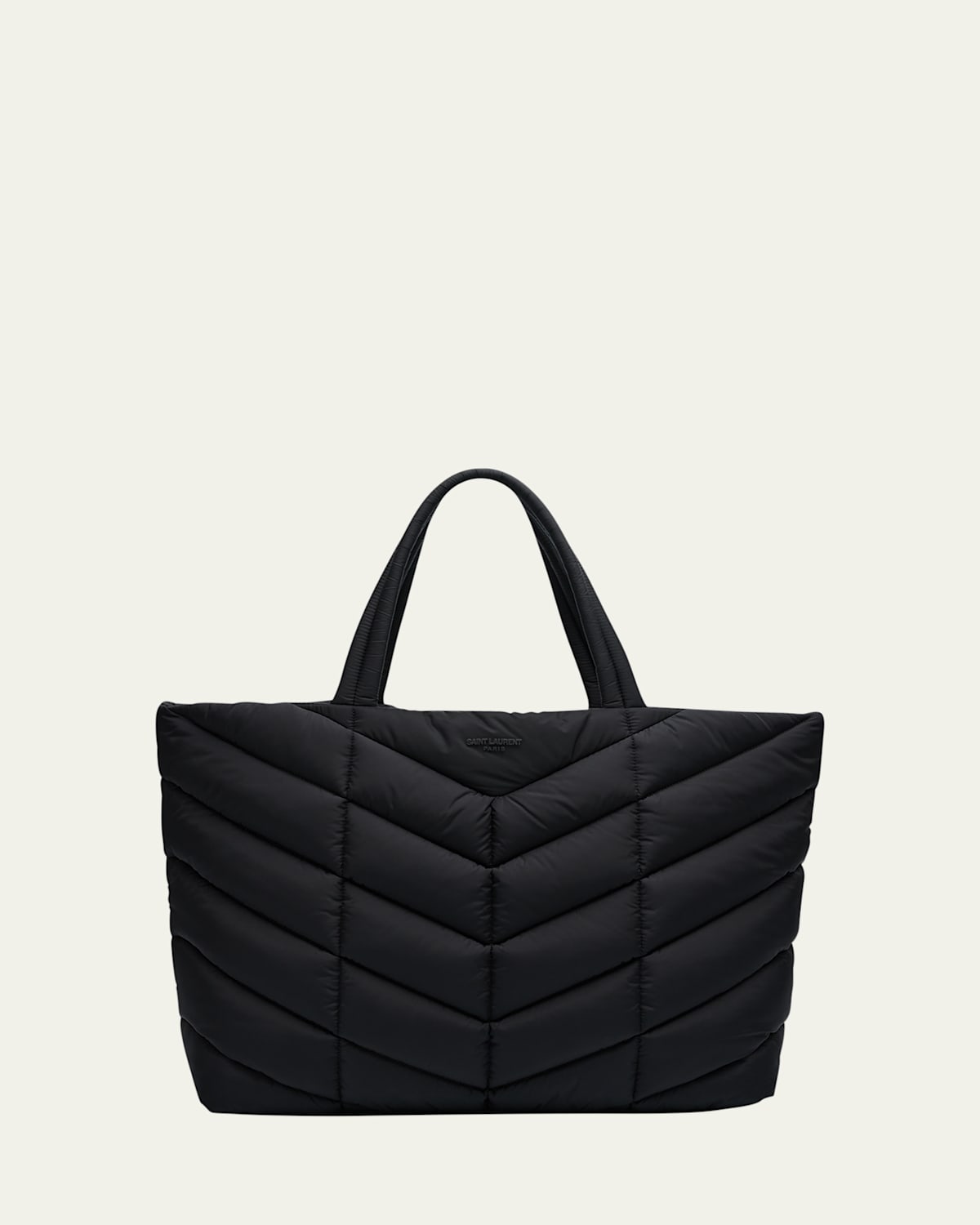Saint Laurent Men's Nylon Puffer Tote Bag In Nero