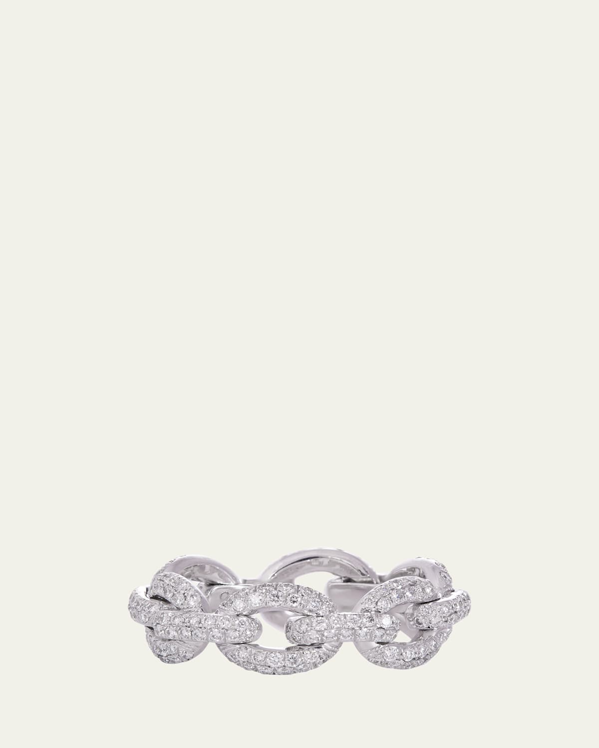 18K White Gold Oval Link Ring, Size 5.5