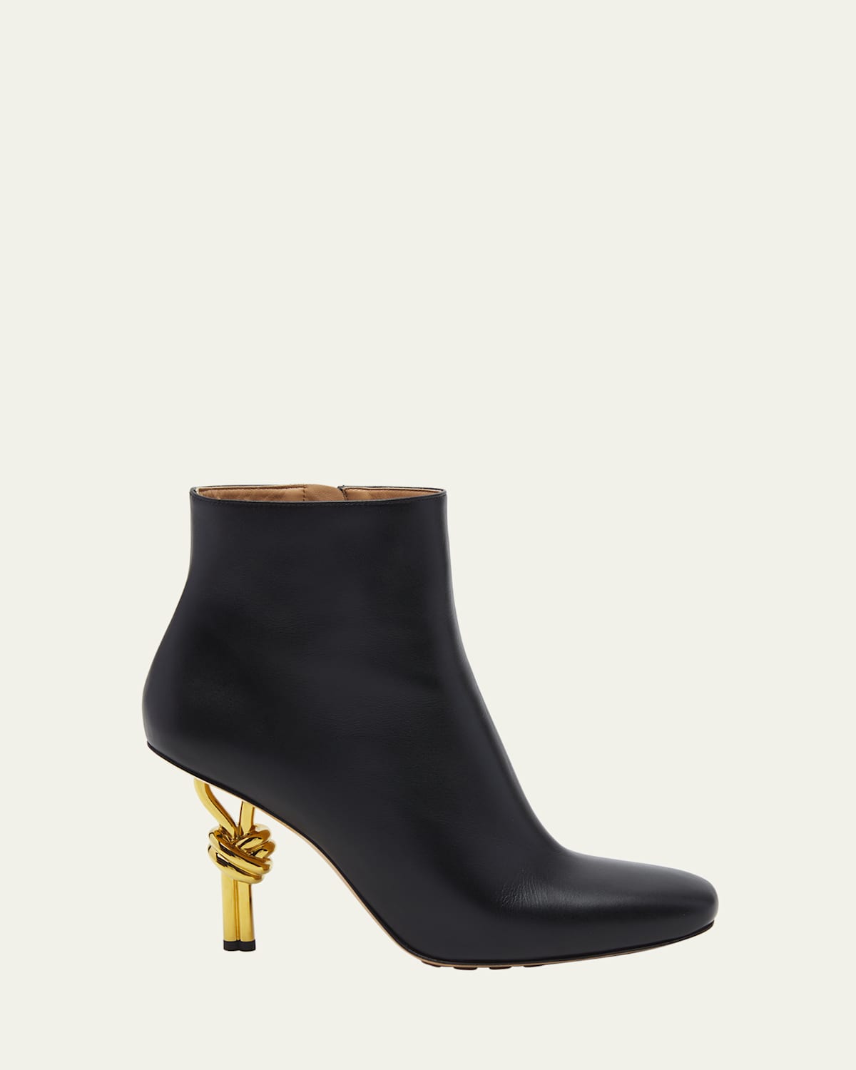 Shop Bottega Veneta Leather Knot-heel Ankle Booties In Black