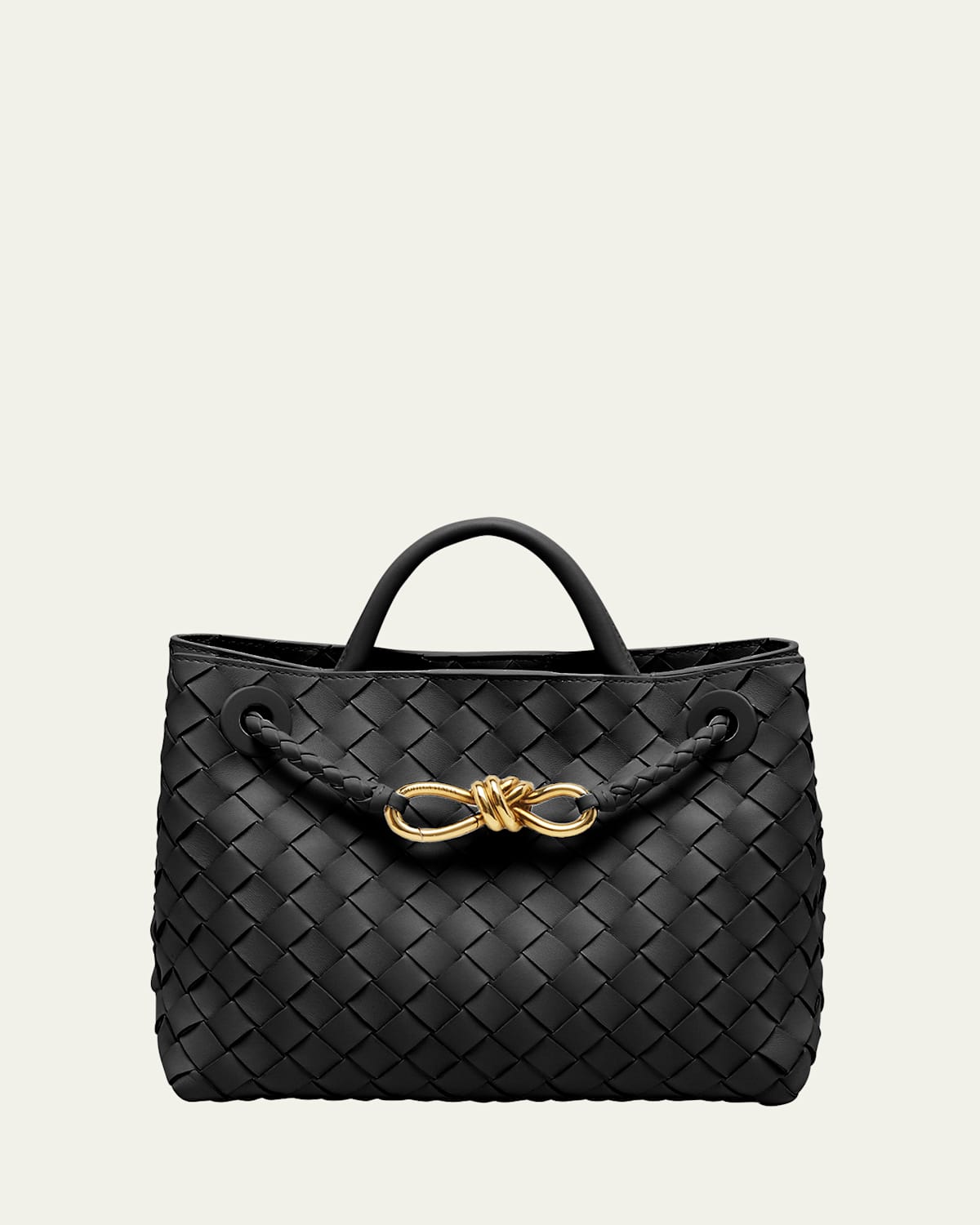 Shop Bottega Veneta Small Andiamo Bag In Black Muse Brass