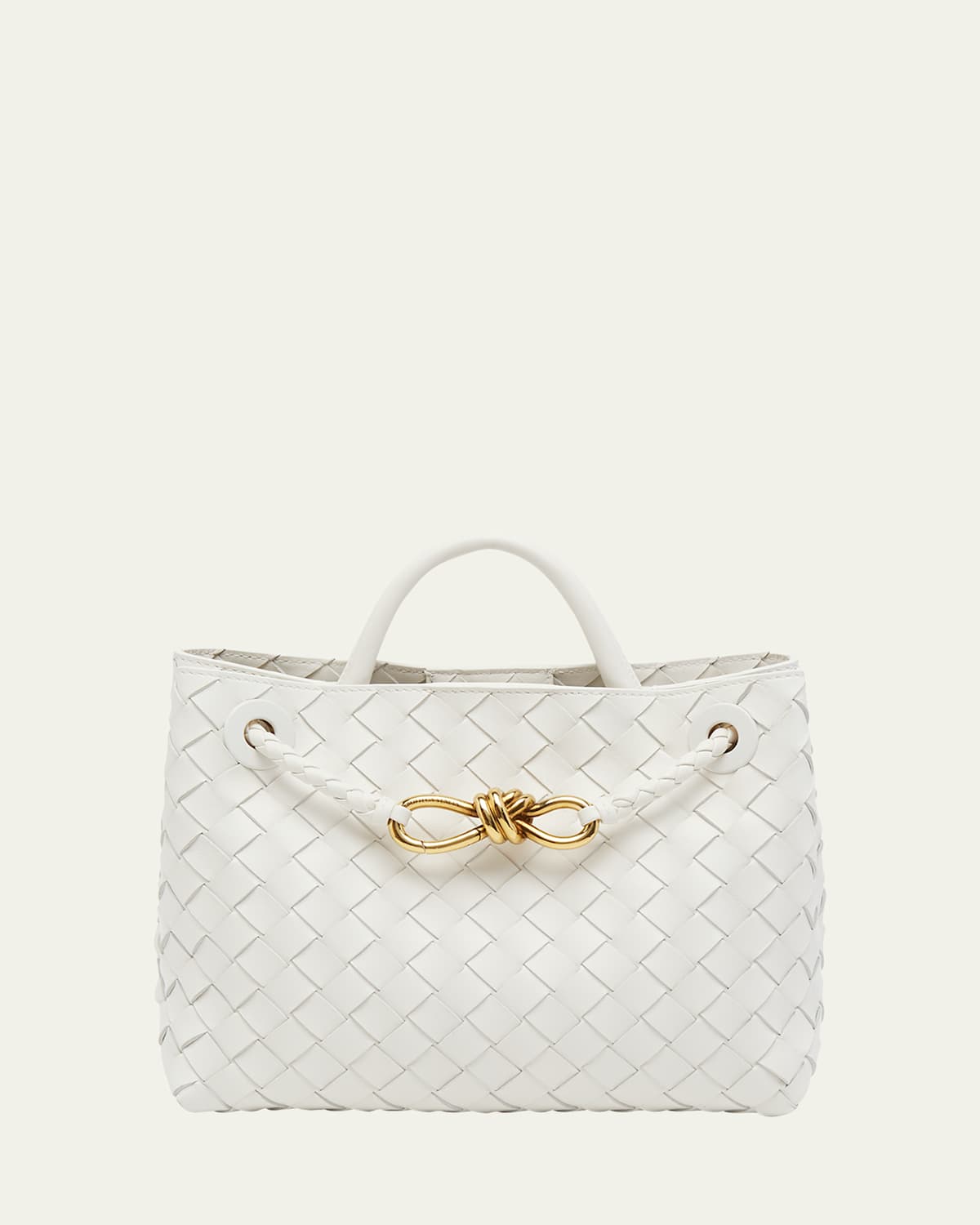 Bottega Veneta Small Andiamo Bag In White Brass