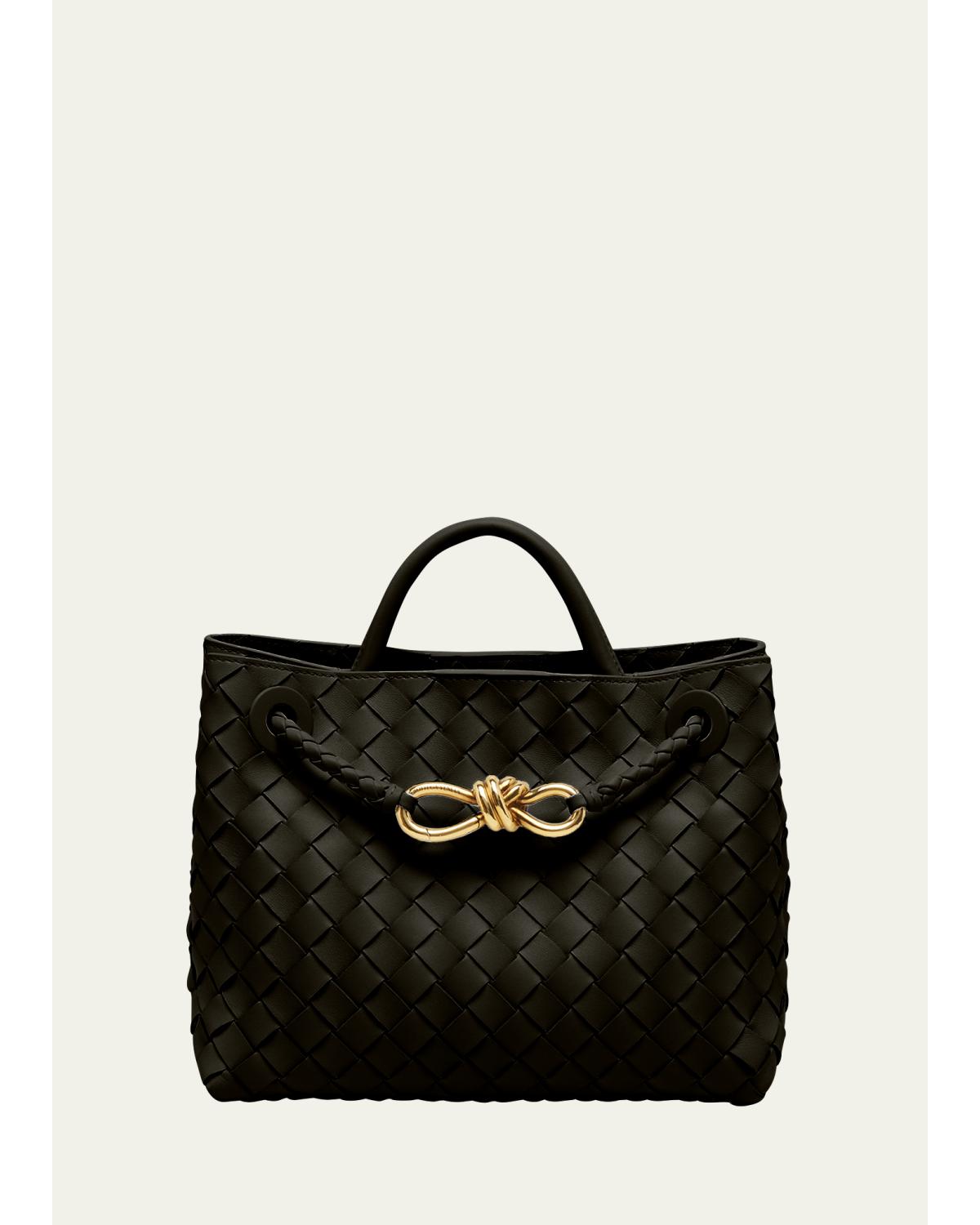 Bottega Veneta Andiamo Small Leather Top-handle Bag In Black
