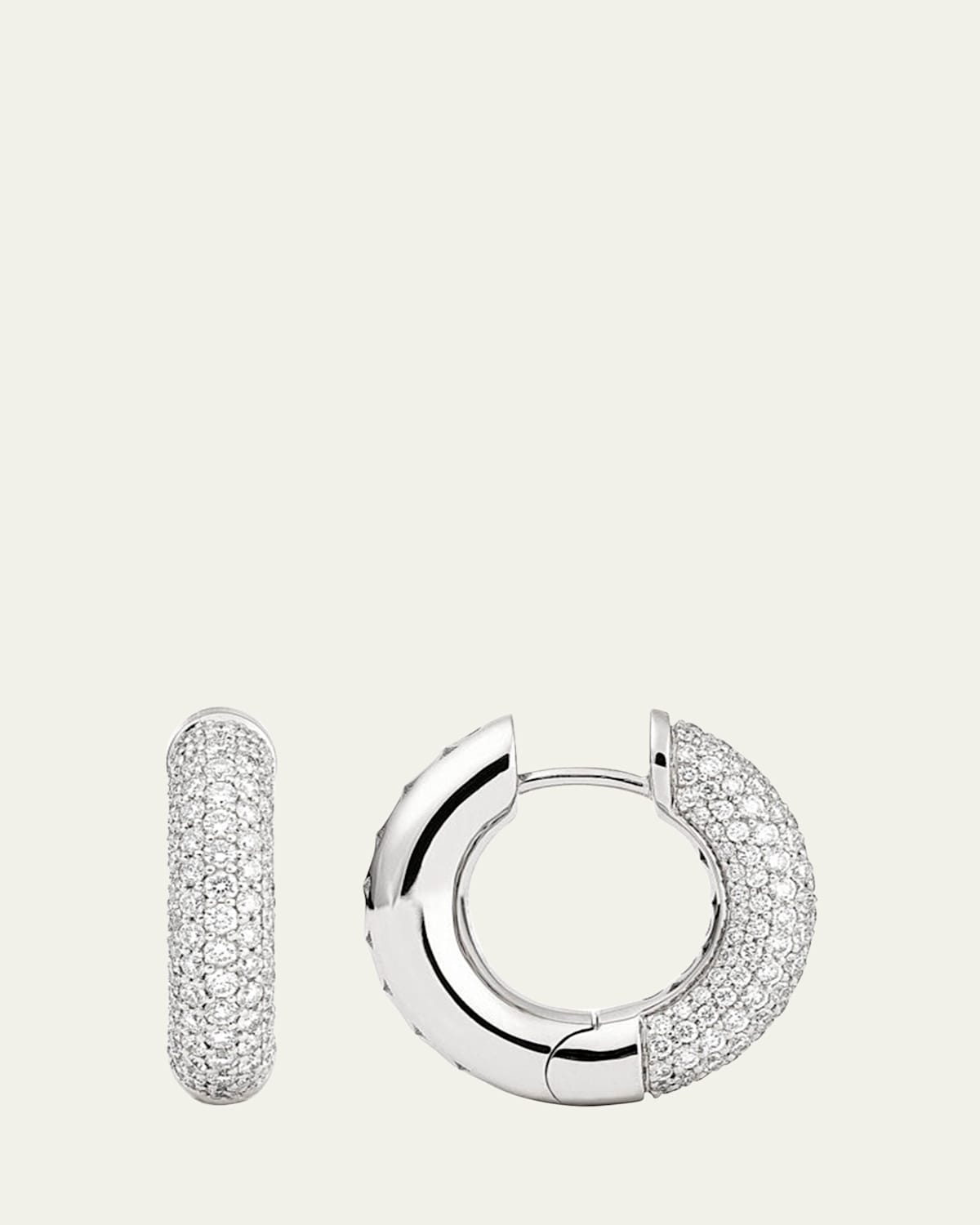 18K White Gold Loose Creoles with Diamonds