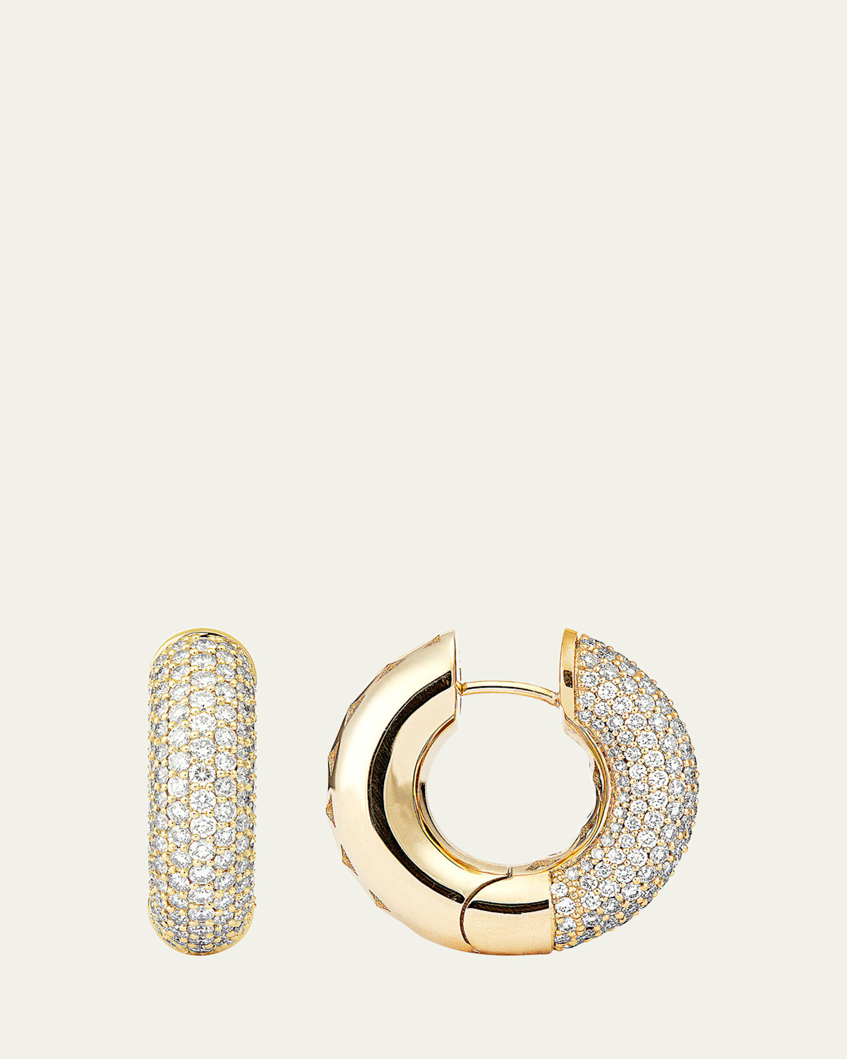 18k Yellow Gold Fat Creoles with Diamonds