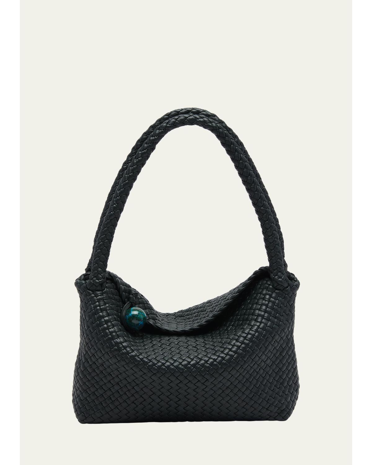 Bottega Veneta Tosca Intreccio Leather Shoulder Bag In Dark Green Multi