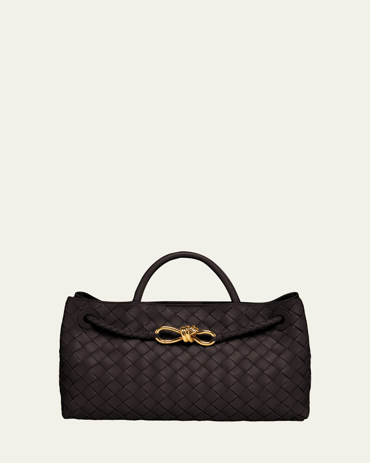 Bottega Veneta Womens Fondant-m Brass-fond Andiamo Long Intrecciato-weave Leather Clutch In Fondant