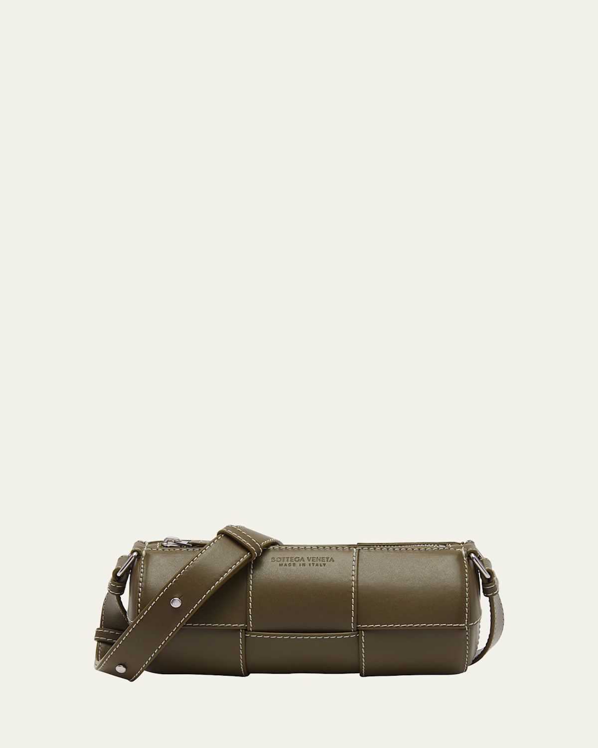 Bottega Veneta Arco Canette Small Intreccio Shoulder Bag In Mud-natural-silver