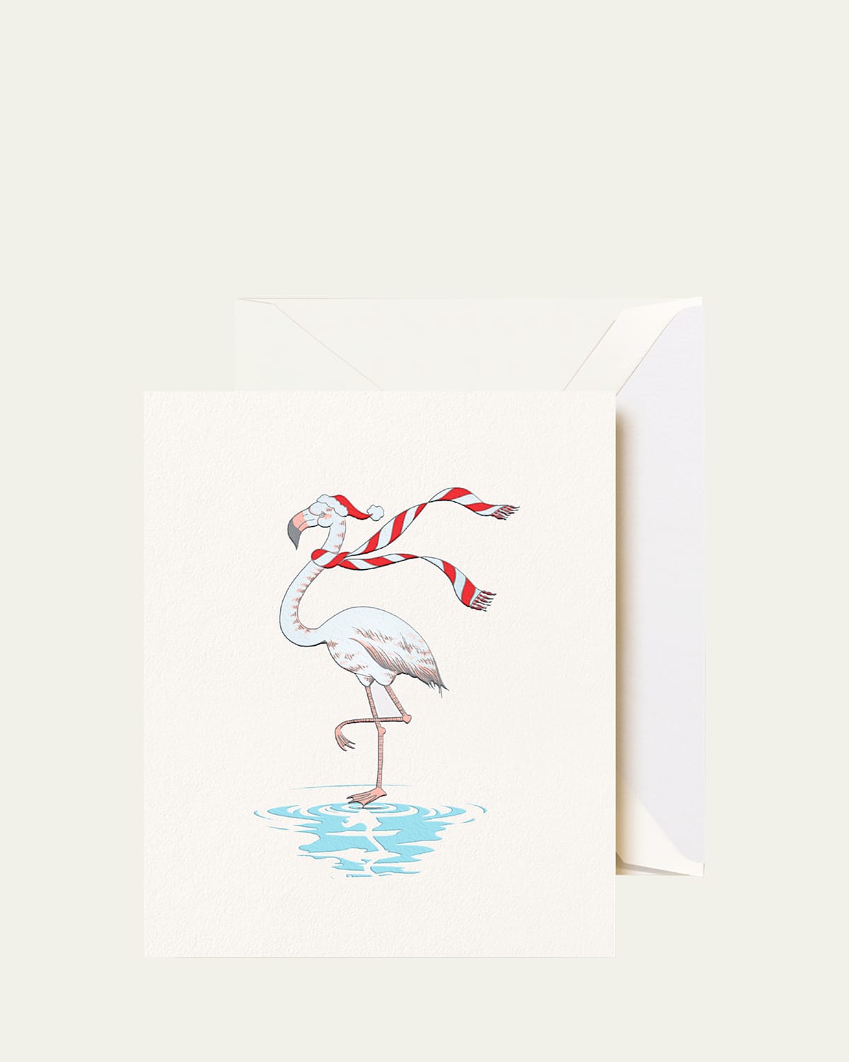 Festive Flamingo Engraved Greeting Cards with Envelopes, Set of 10