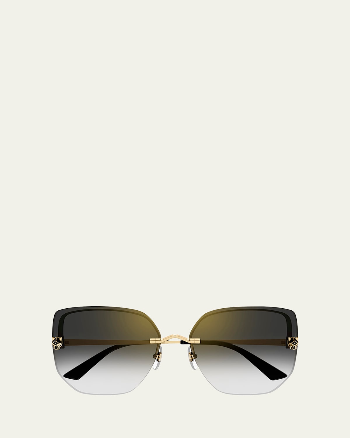Panther Rimless Metal Alloy Butterfly Sunglasses