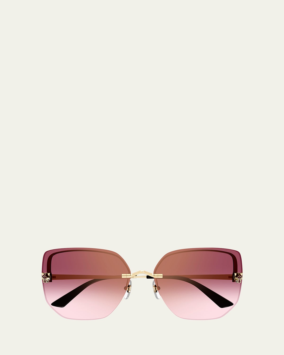 Panther Rimless Metal Alloy Butterfly Sunglasses