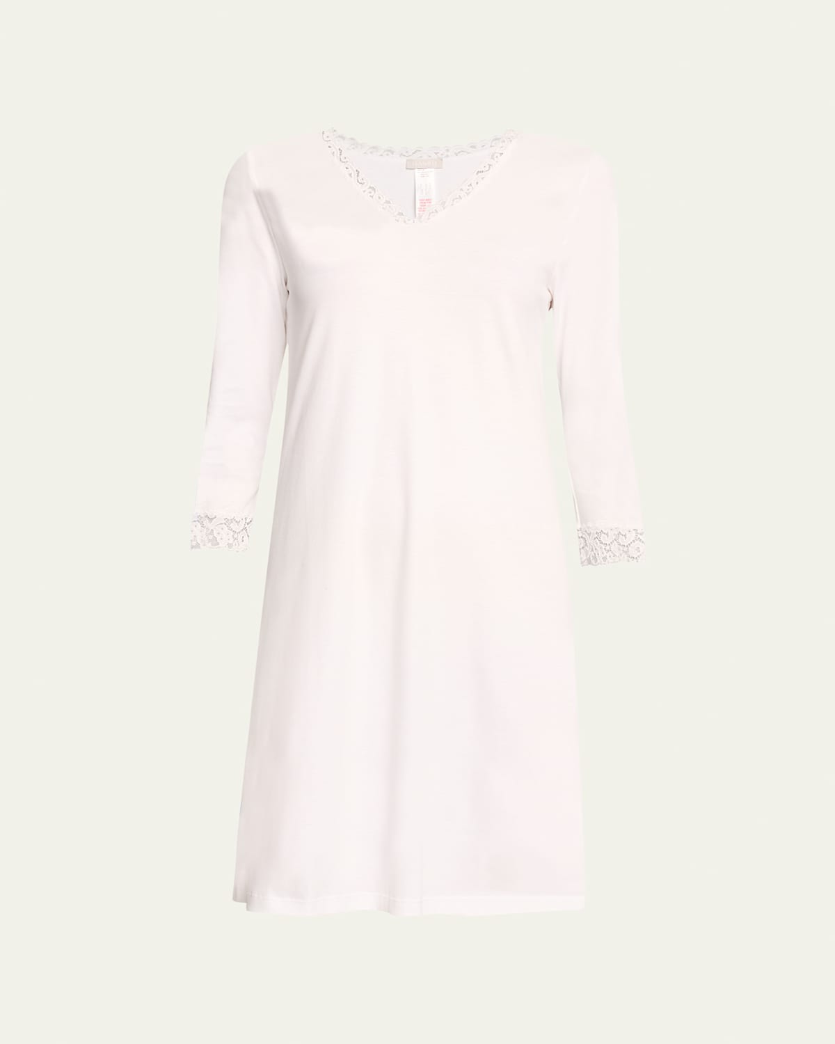 Hanro Moments Lace-trim Cotton Nightgown In Rose Cream