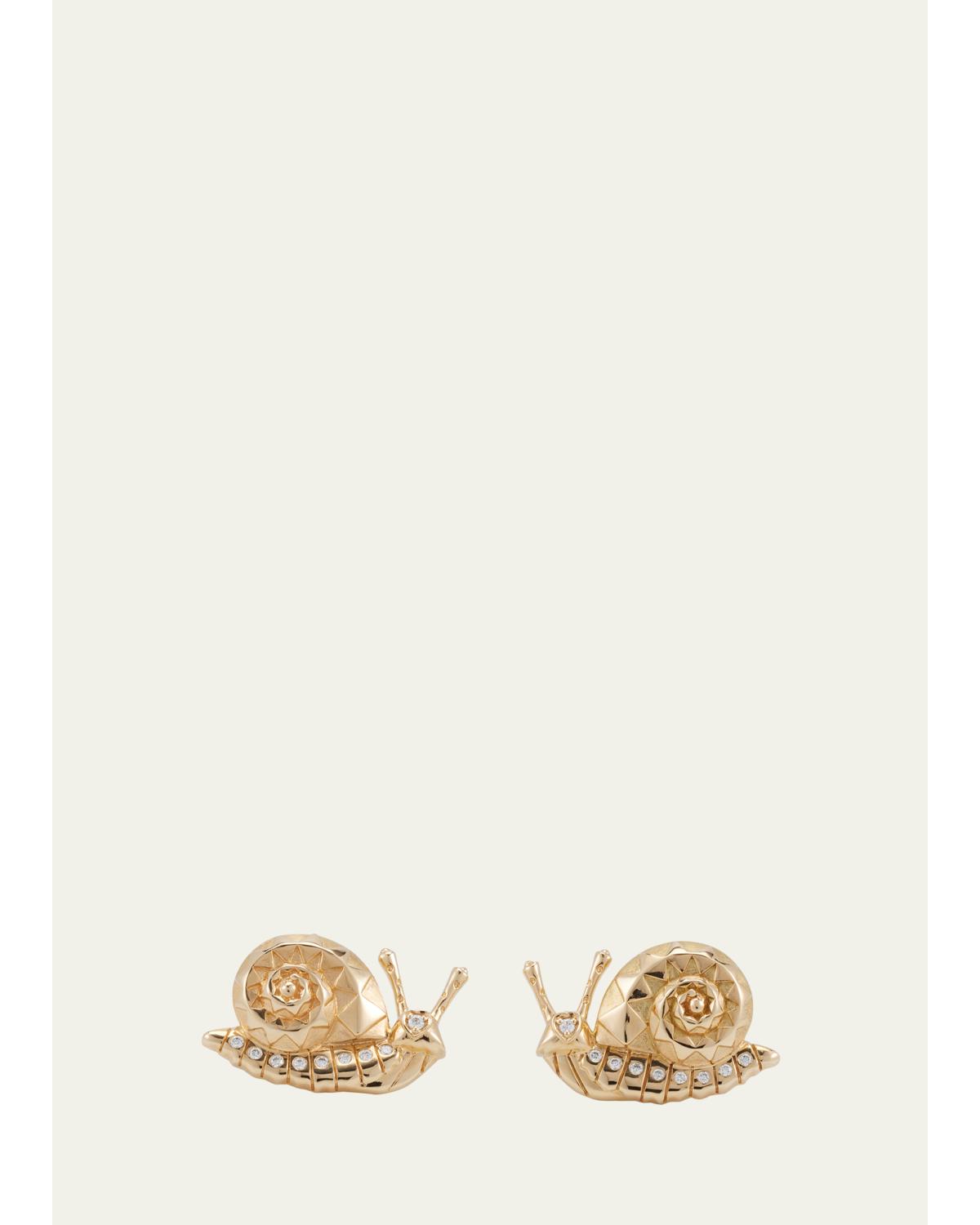 Snail Stud Earrings with Diamonds