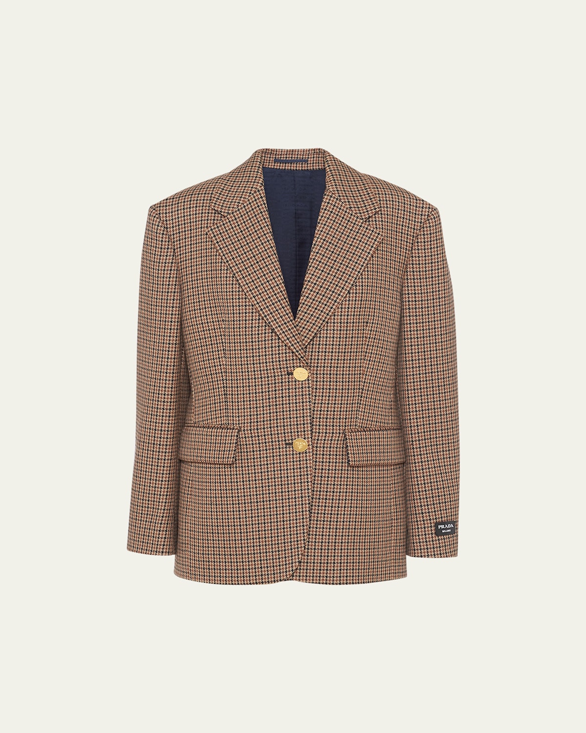 Prada Pied De Poule Single-breasted Jacket In Tabacco