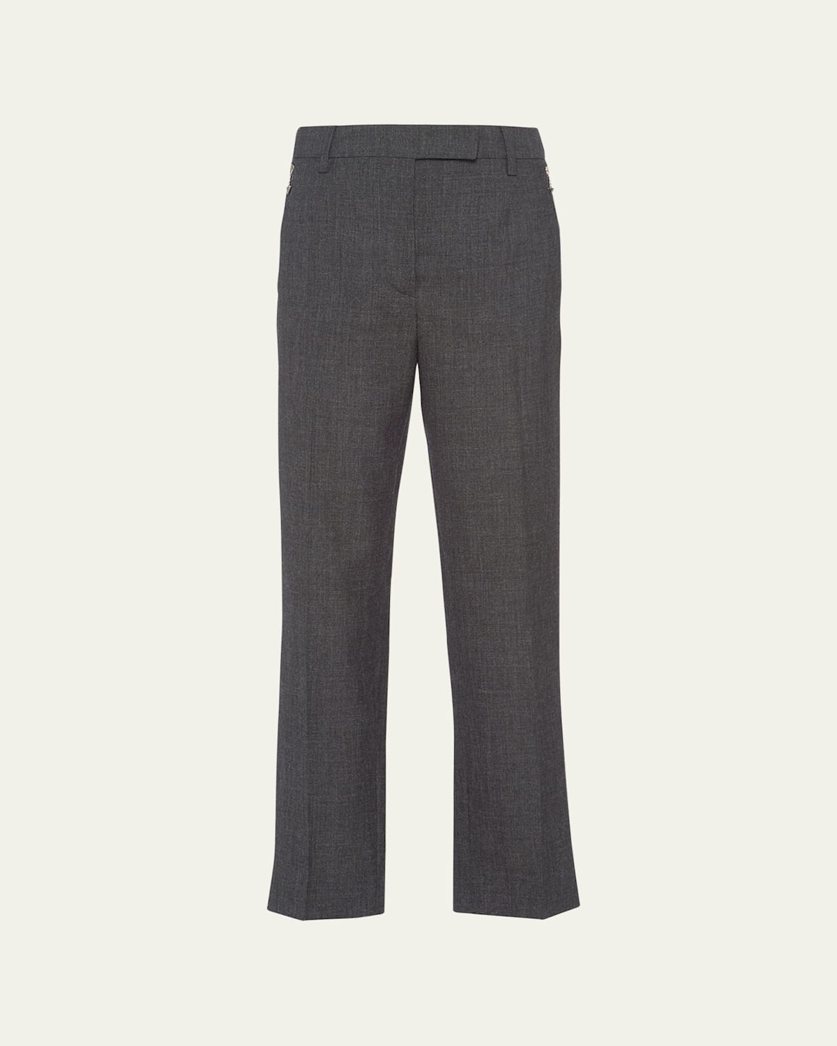 Shop Prada Zip Pocket Wool Trousers In Ardesia