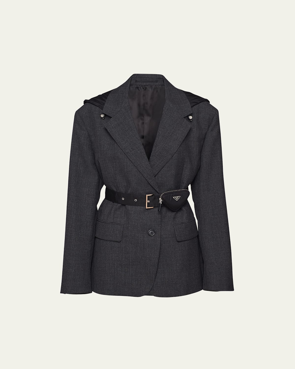 Prada Women's Single-breasted Wool And Re-nylon Blazer In Ardesia