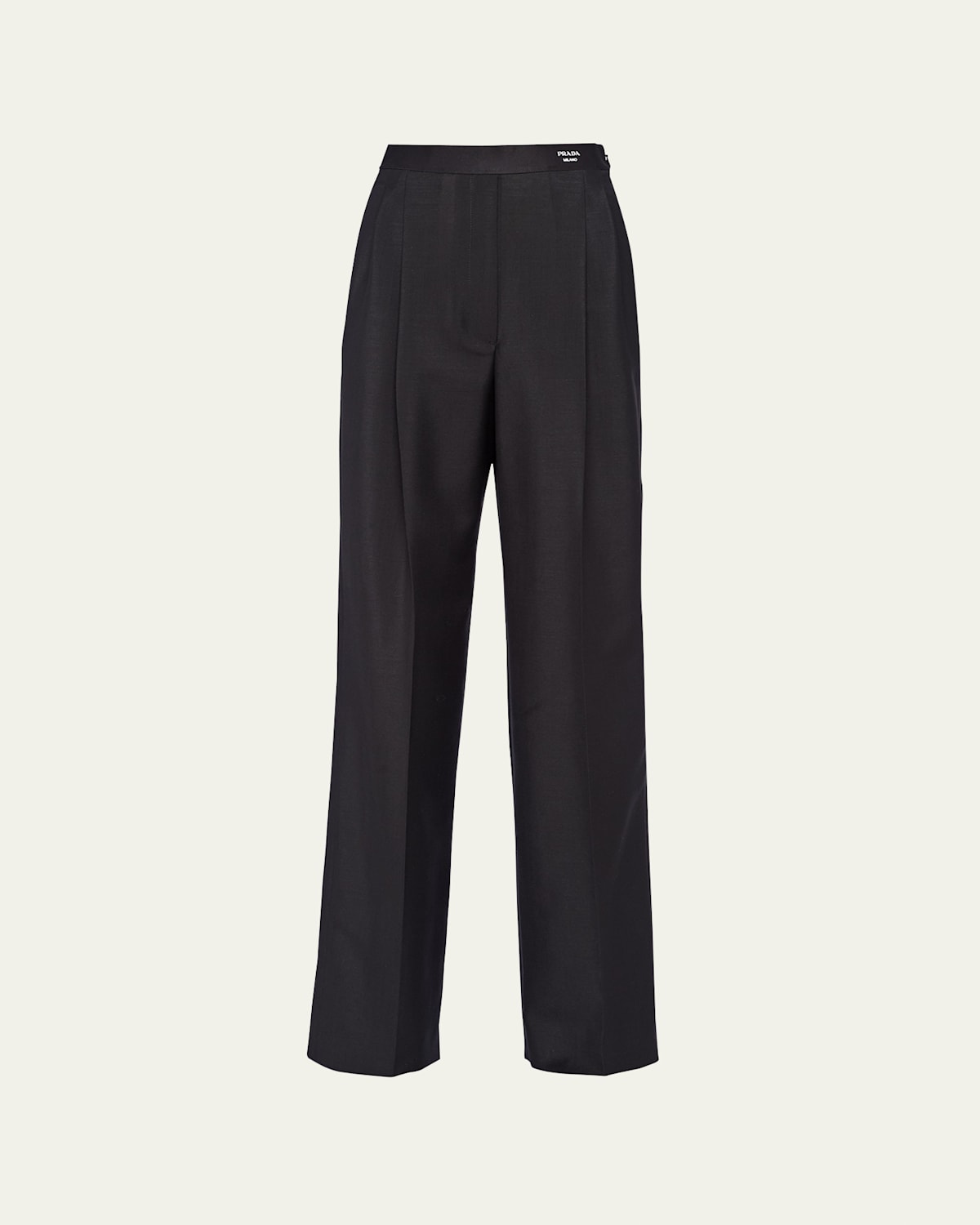 Pintuck Mohair Wide-Leg Trousers
