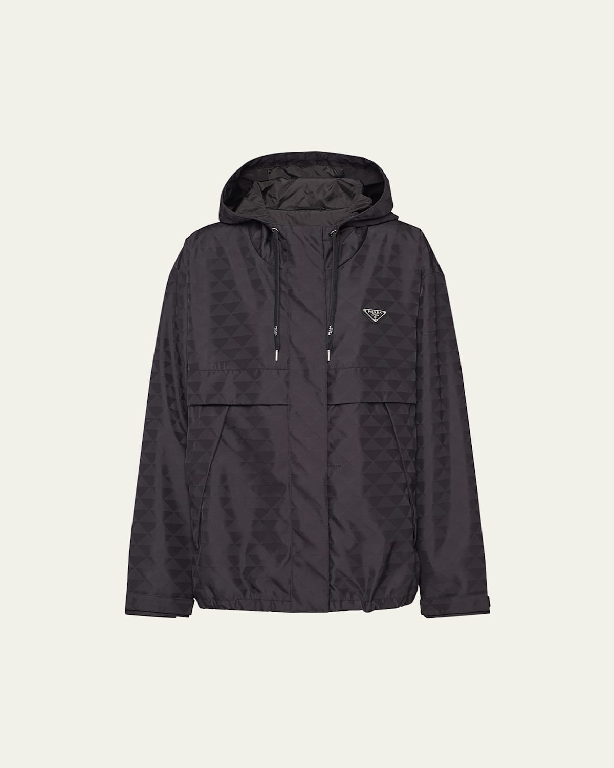 Prada Printed Nylon Blouson Jacket In Nero