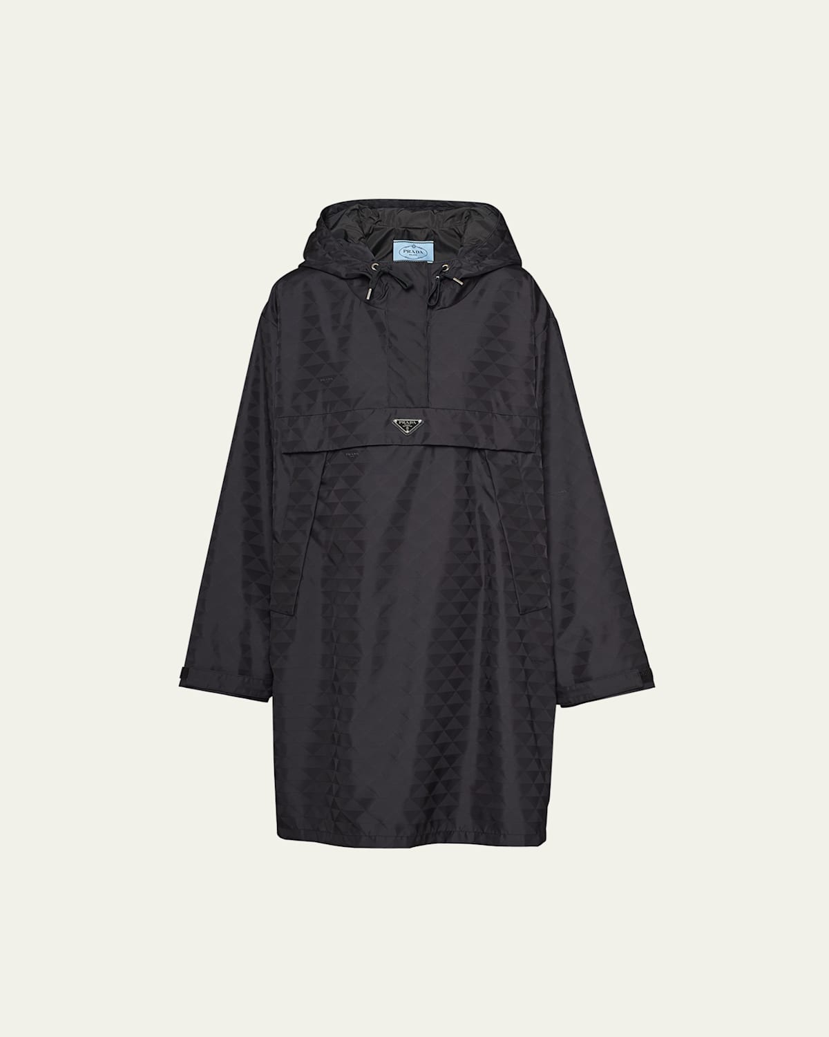 Shop Prada Printed Nylon Waterproof Pullover Windbreaker In Nero