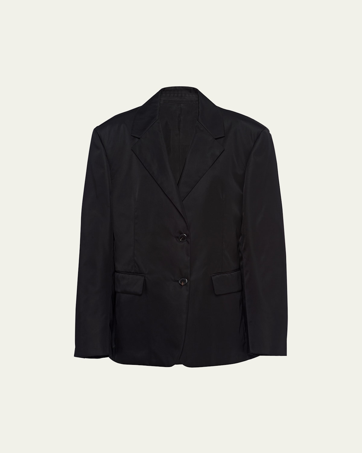 Prada Re-nylon Single-breasted Jacket With Mini Pouch In Nero