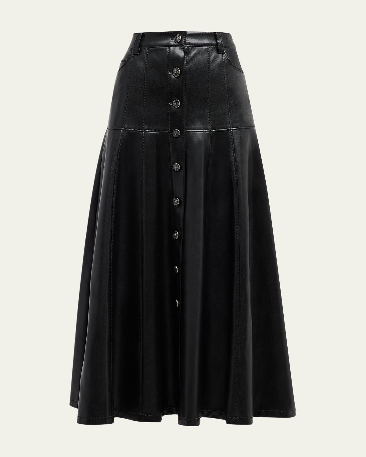 Cinq À Sept Veena Vegan Leather Midi Skirt In Black