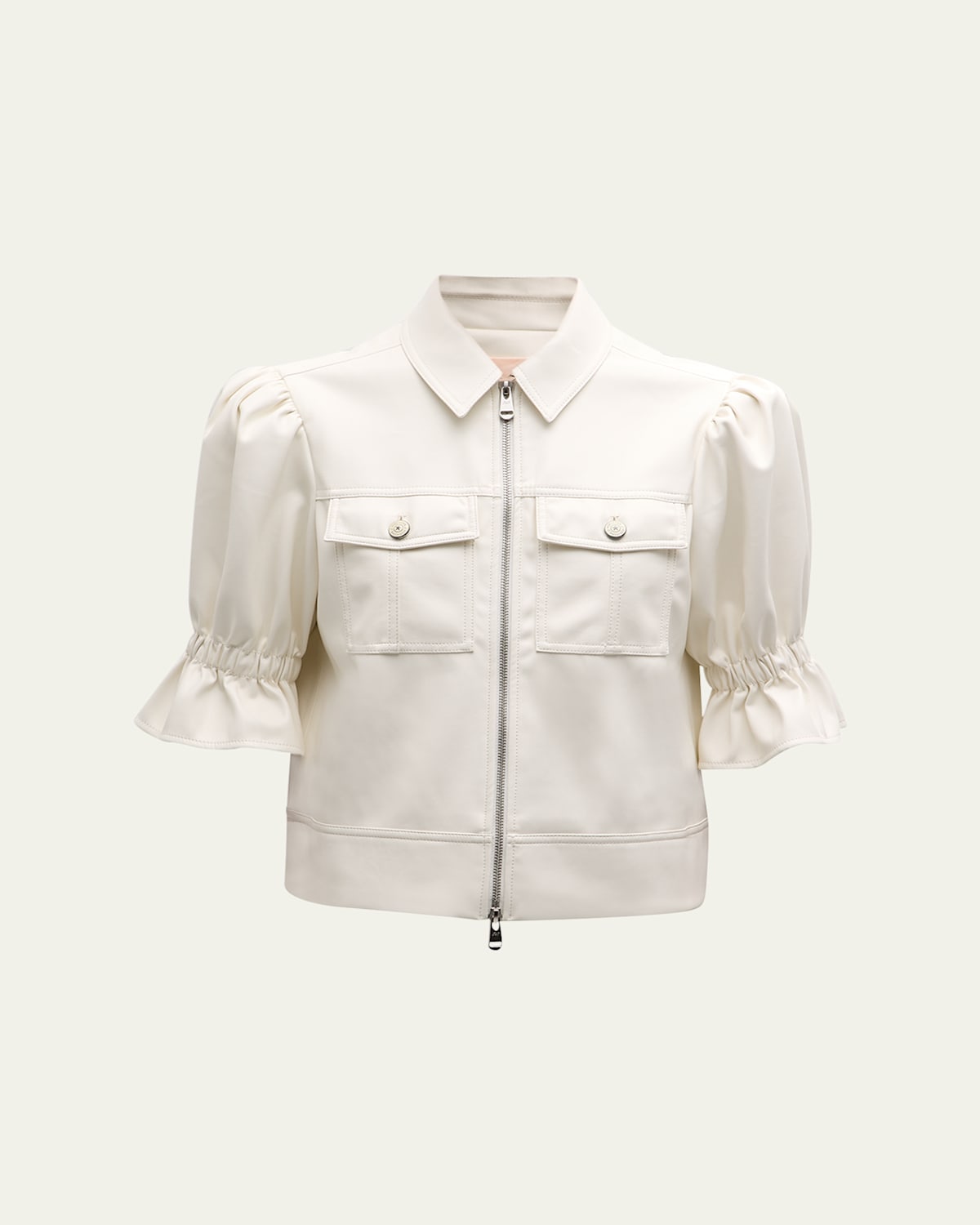Cinq À Sept Holly Cropped Vegan Leather Jacket In White