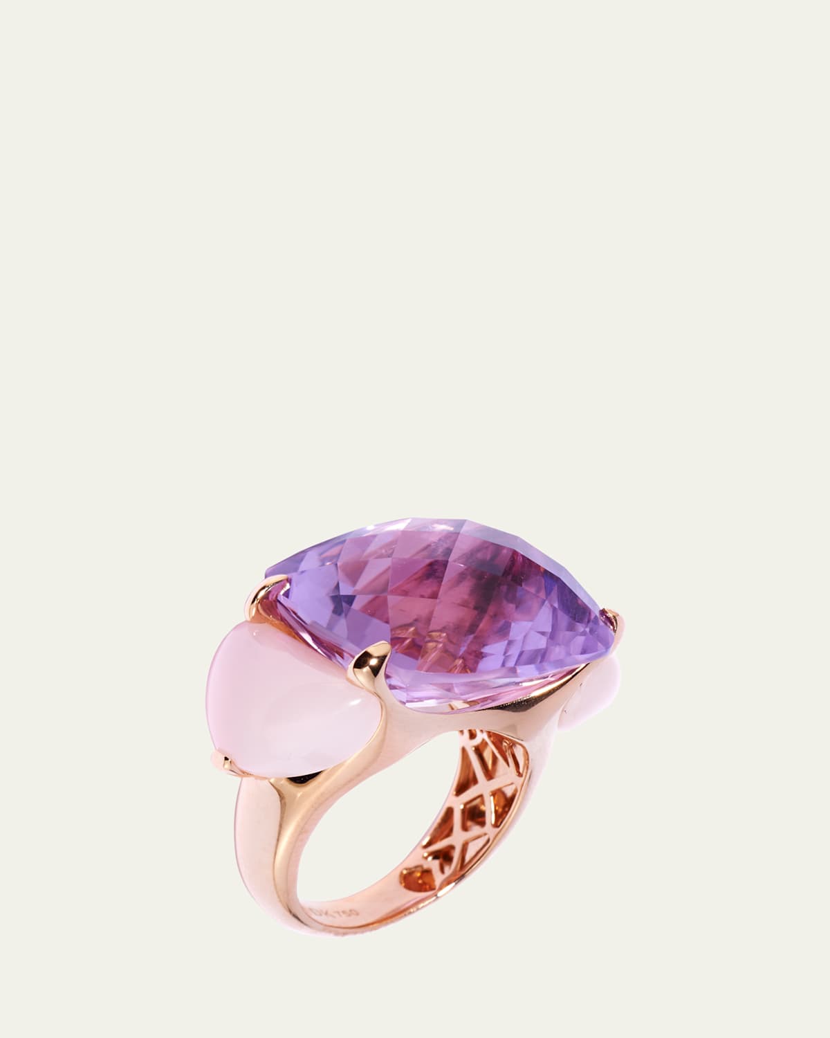 18K Rose Gold Stella Ring with Amethyst and Pink Opal