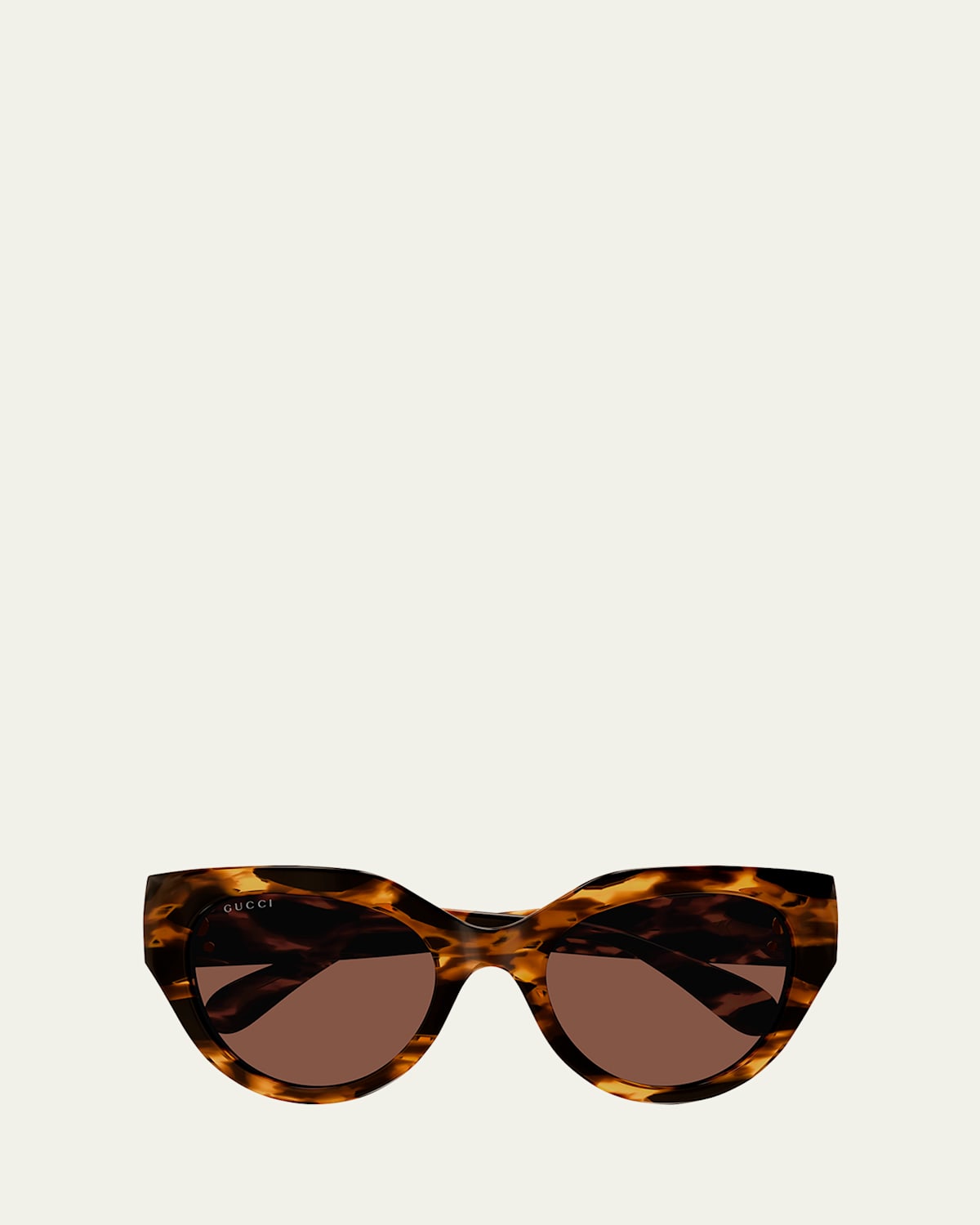 Gucci Gg Emblem Acetate Cat-eye Sunglasses In Shiny Dark Havana With Black Big Spots