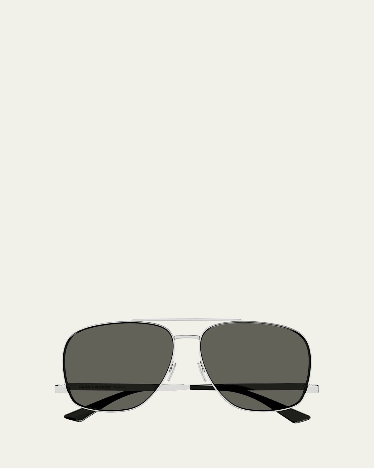 Saint Laurent Leon Aviator Sunglasses In Shiny Silver