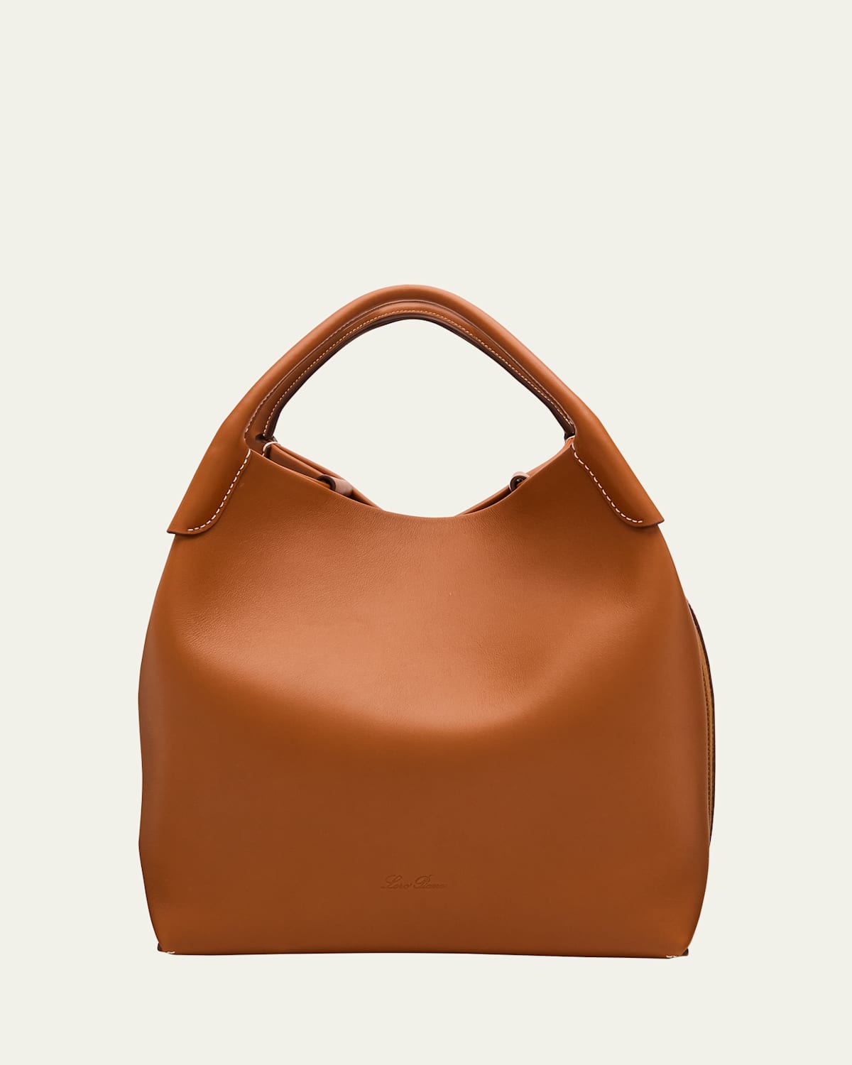 Loro Piana Bale Leather Shoulder Bag In L0c2 Warm Tan Sun Gold
