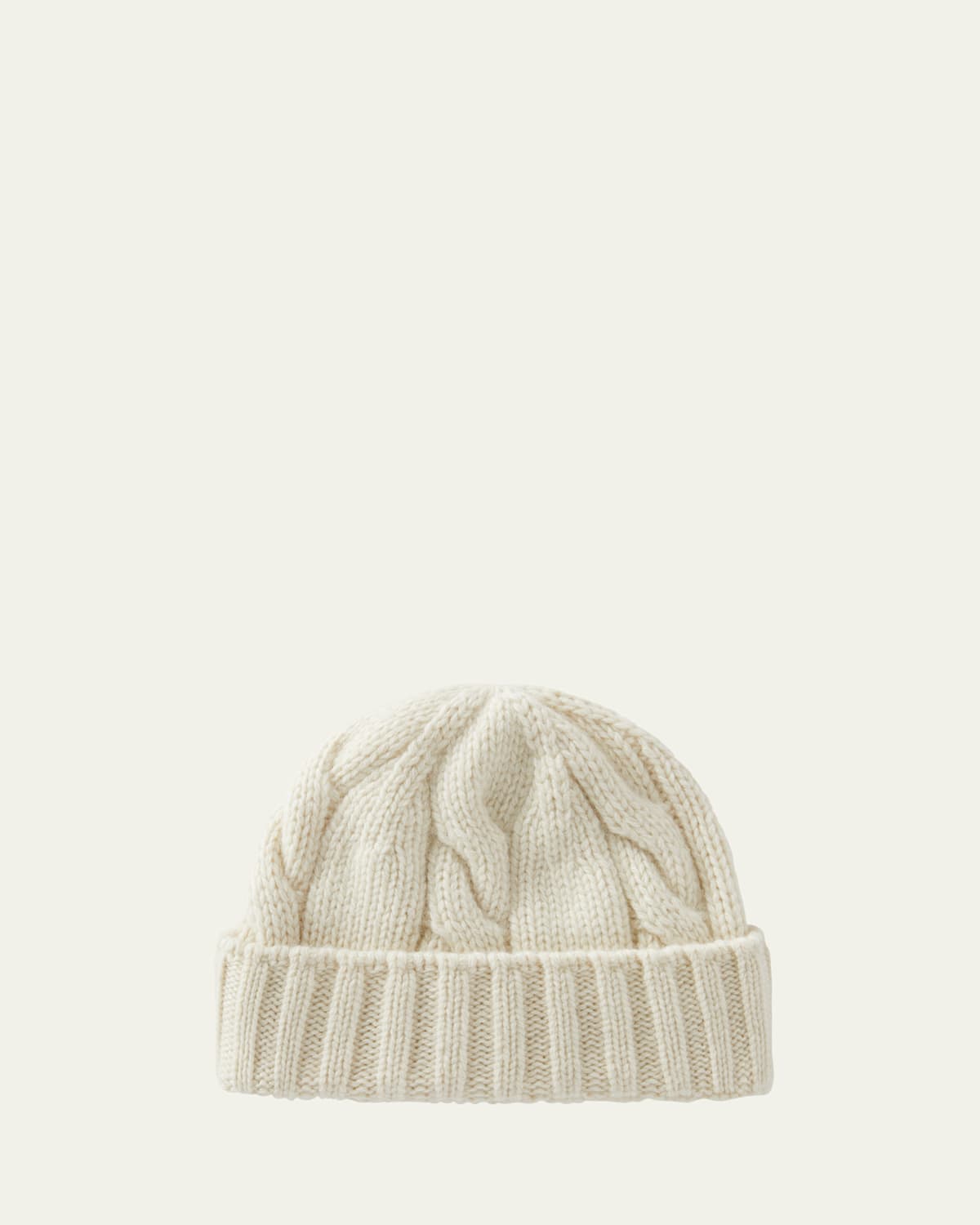 Loro Piana Cashmere Cable Knit Beanie In White