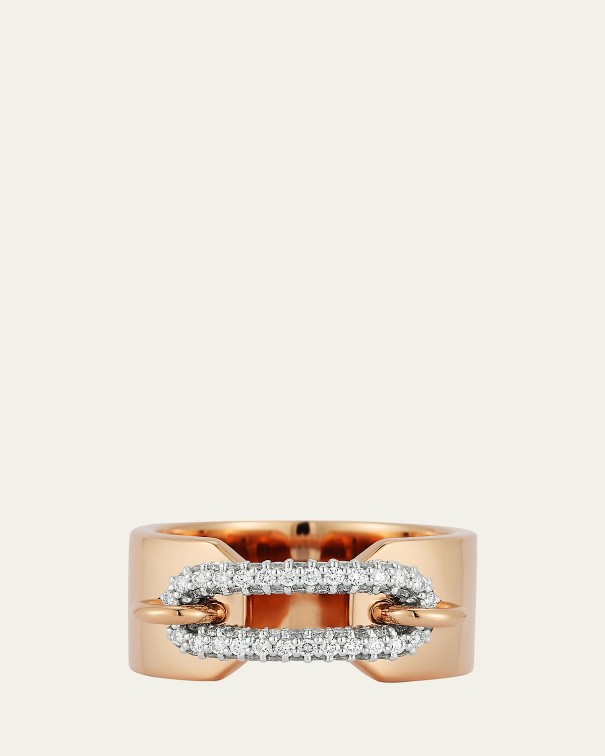 Morell 18K Rose Gold Diamond Elongated Oval Cuff Ring, Size 6.5