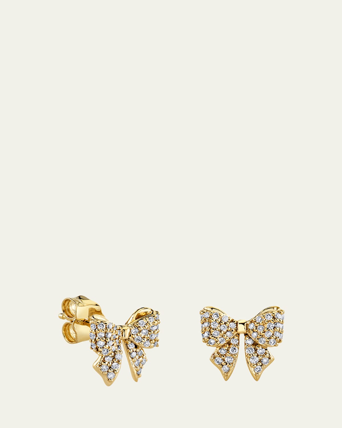 Sydney Evan 14K Yellow Gold Pave Diamond Bow Stud Earrings