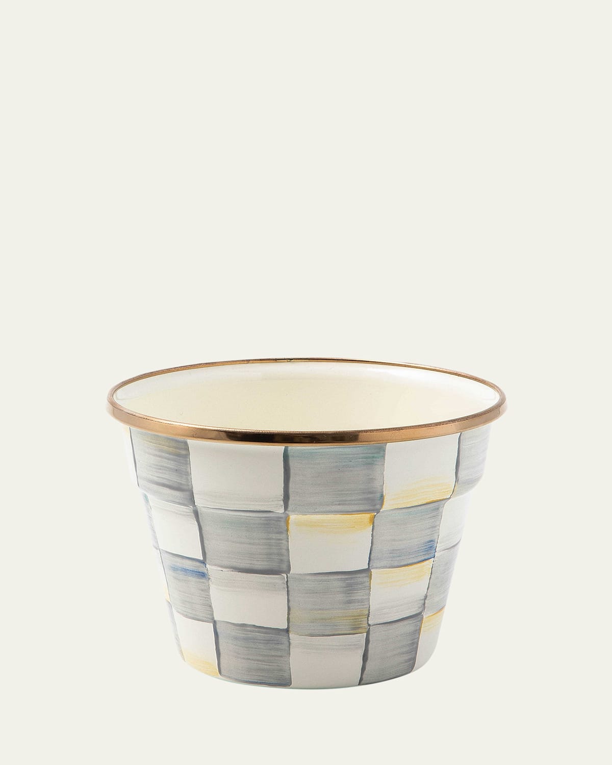 MacKenzie-Childs Sterling Check Enamel Small Garden Pot