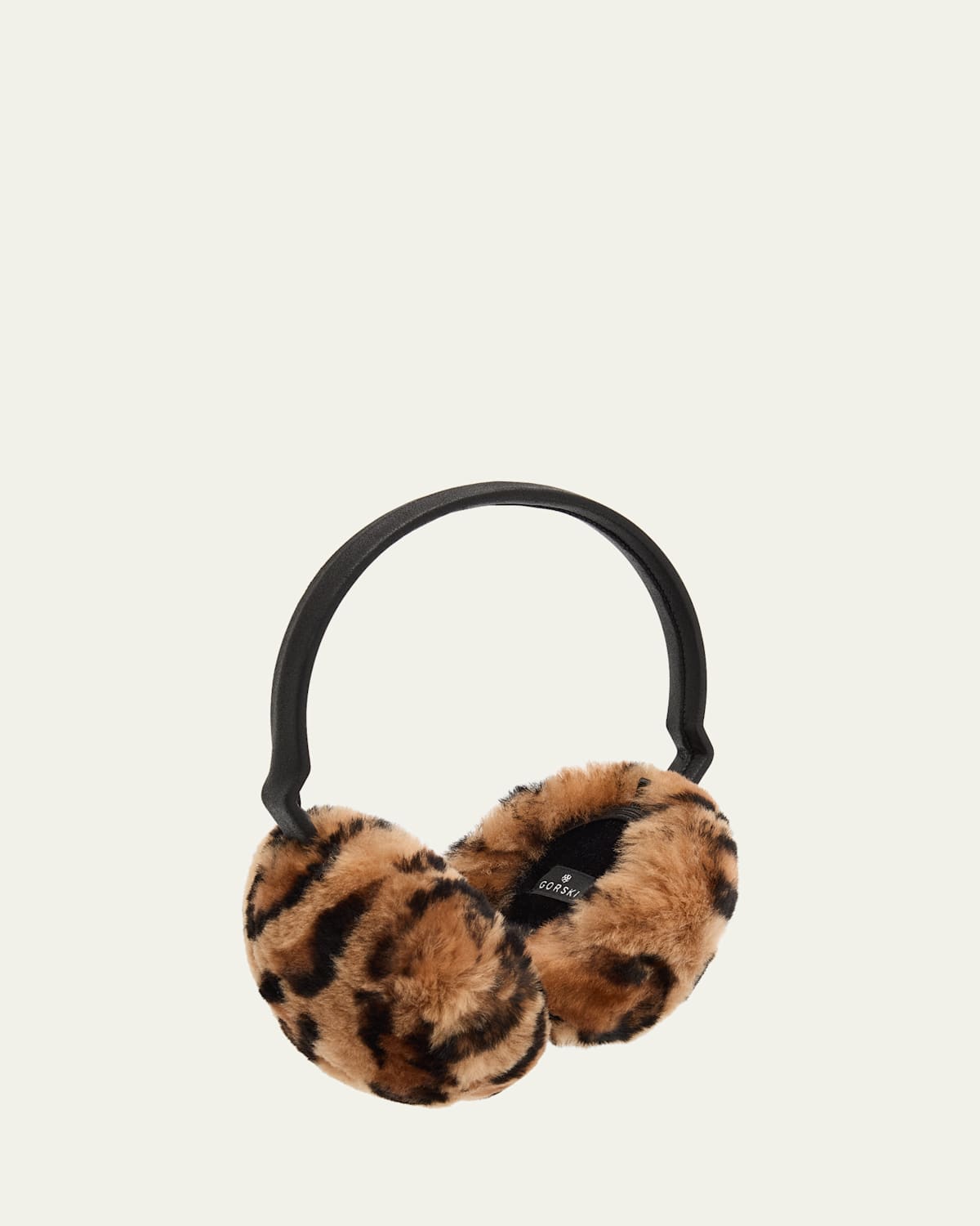 Gorski Leopard Lamb Shearling Fur Earmuffs In Brown
