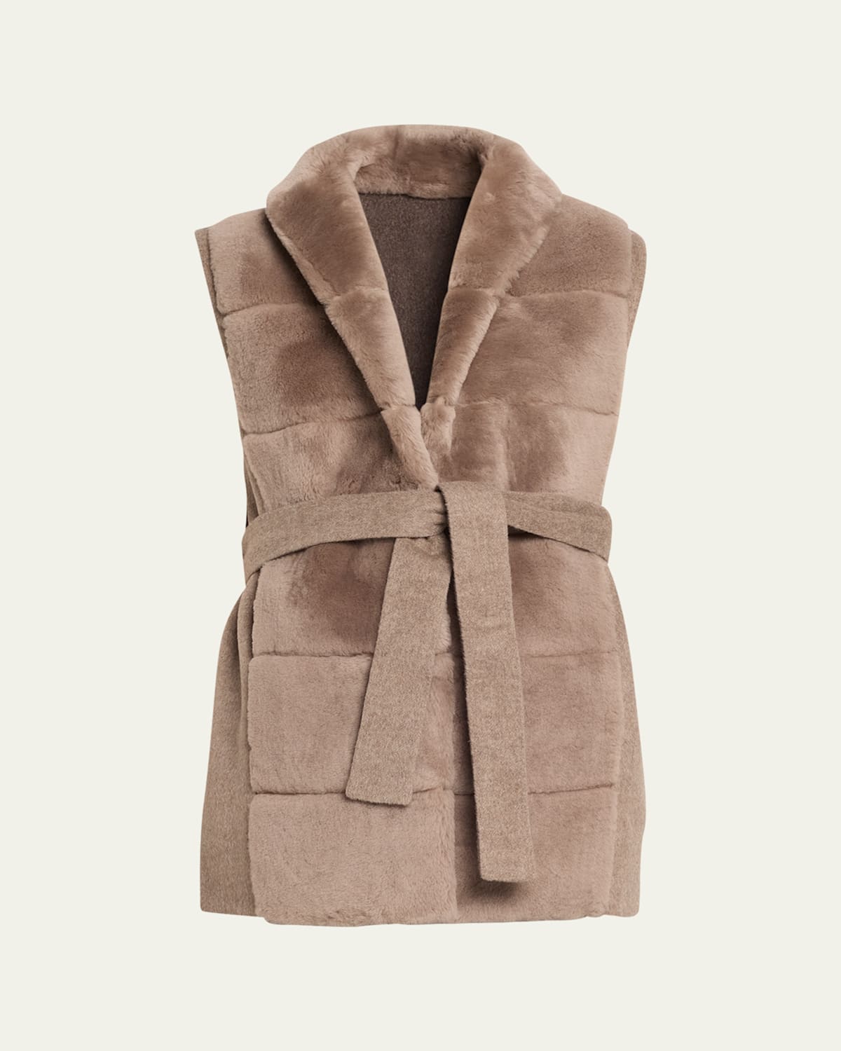 Reversible Shearling Vest with Belt