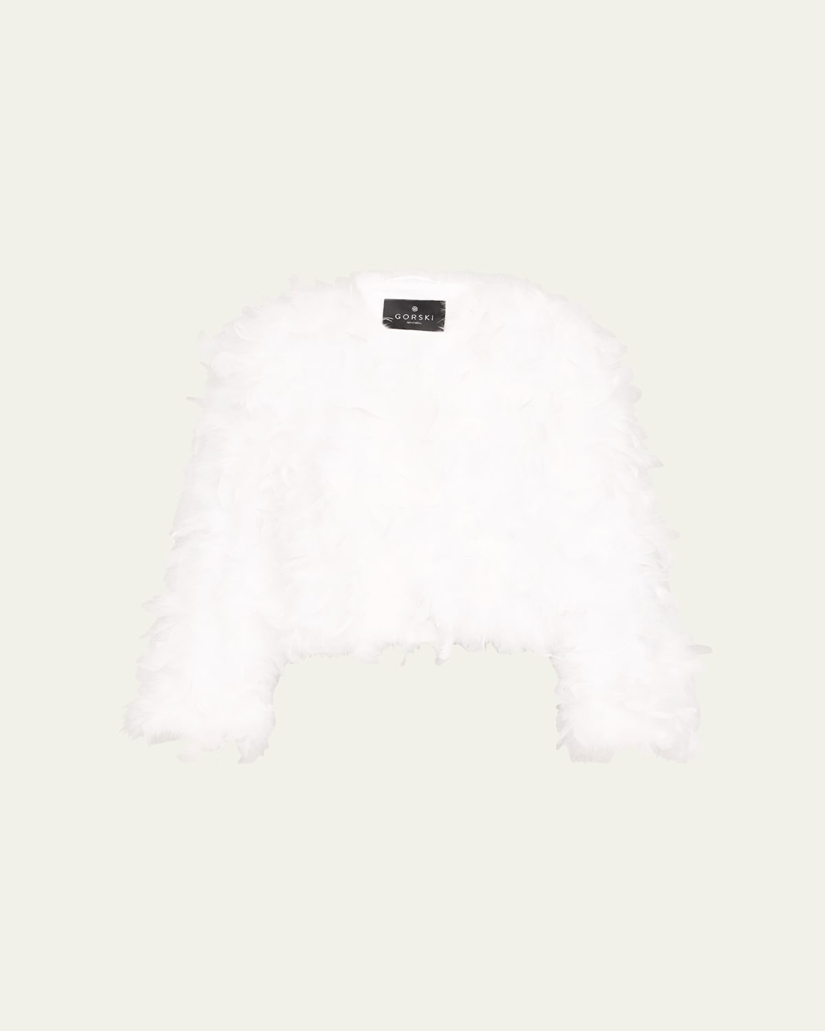 Gorski Cropped Feather Jacket In White