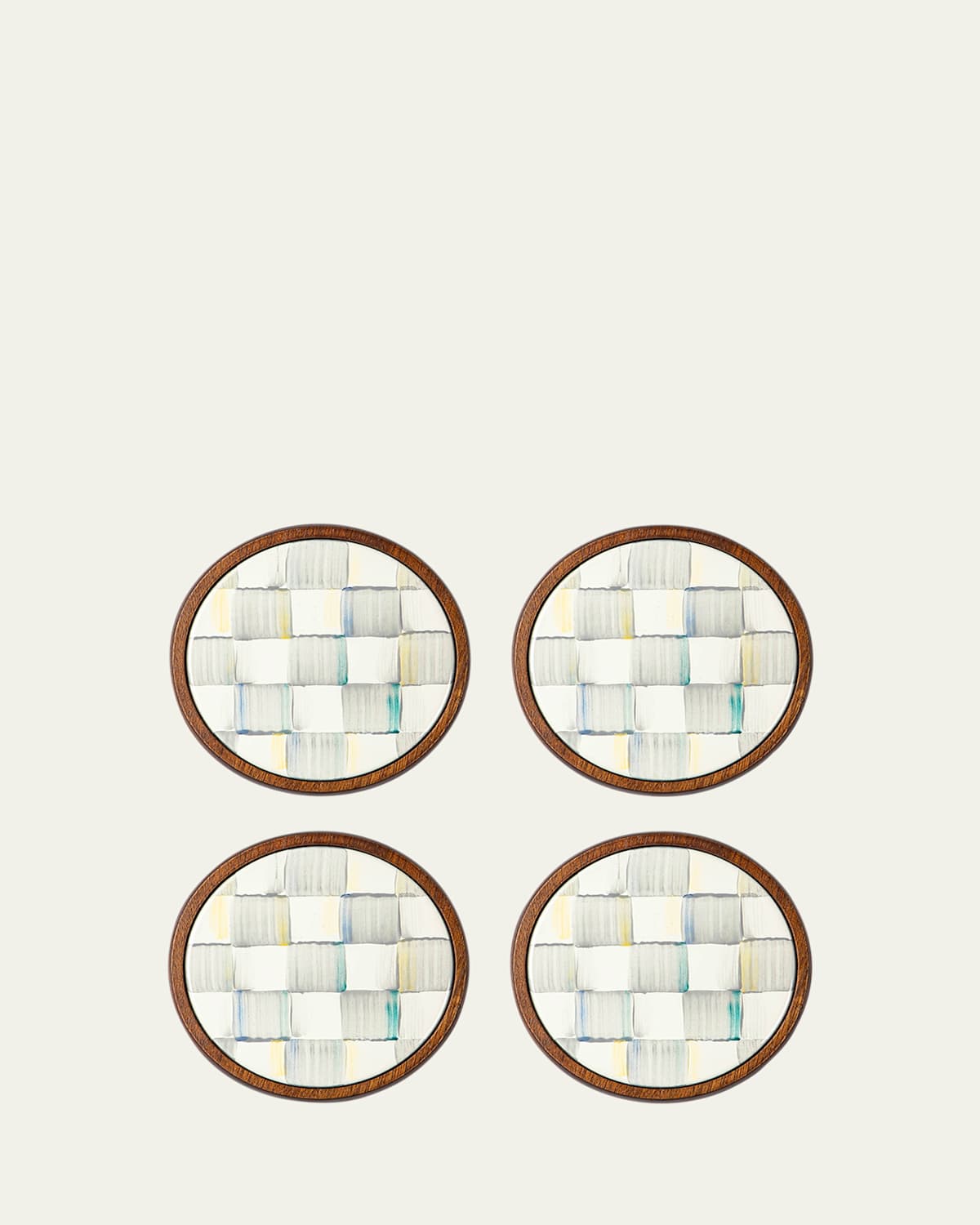 MacKenzie-Childs Sterling Check Enamel Coasters, Set of 4