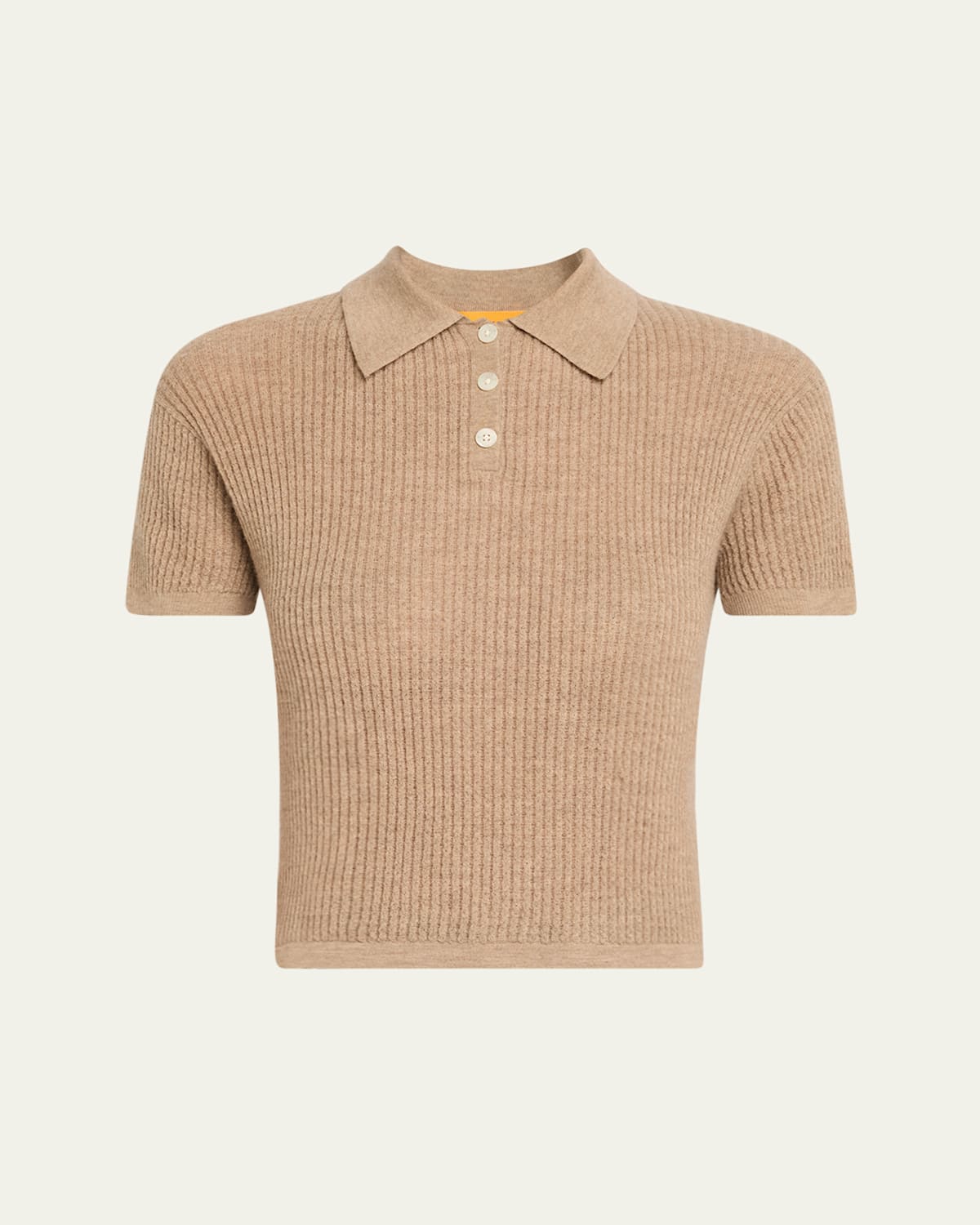 Cashmere Short-Sleeve Shrunken Polo Sweater