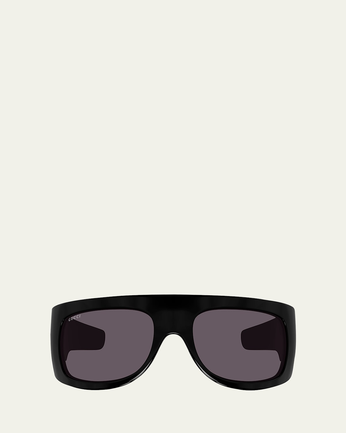 Gucci Logo-plaque Rectangle-frame Sunglasses In Shiny Black Mazzucchelli