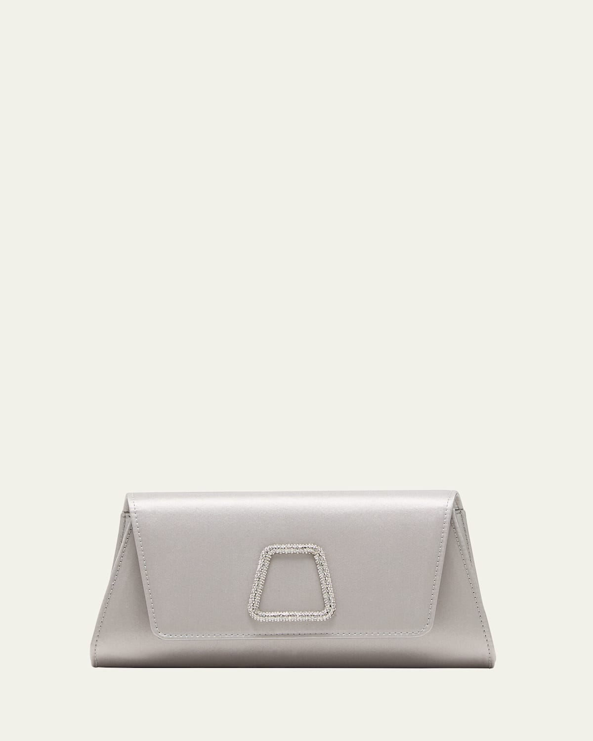 Akris Anouk Mini Crystal Satin Clutch Bag In Light Silver