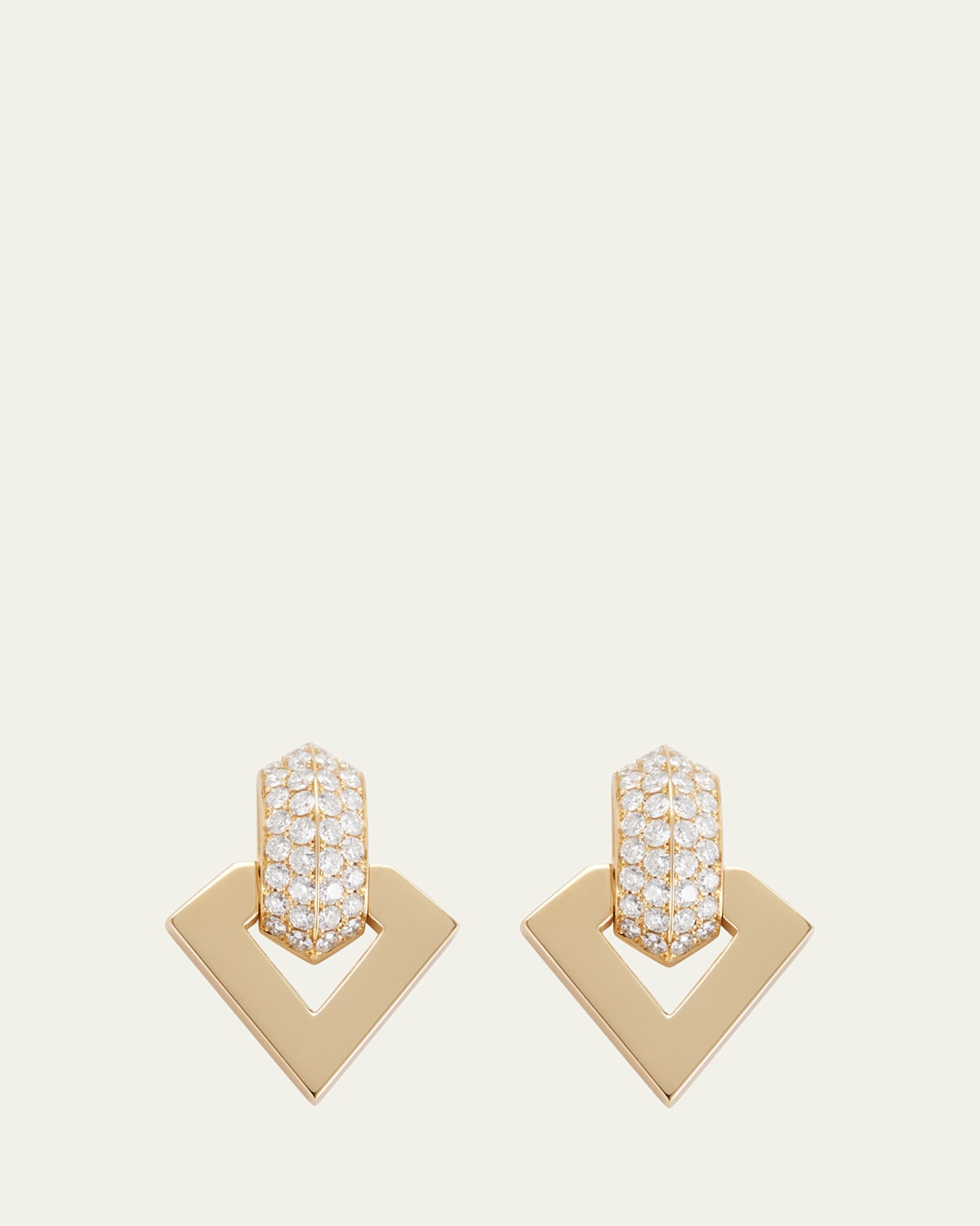 18k Yellow Gold Diamond Brute Pendant Earrings