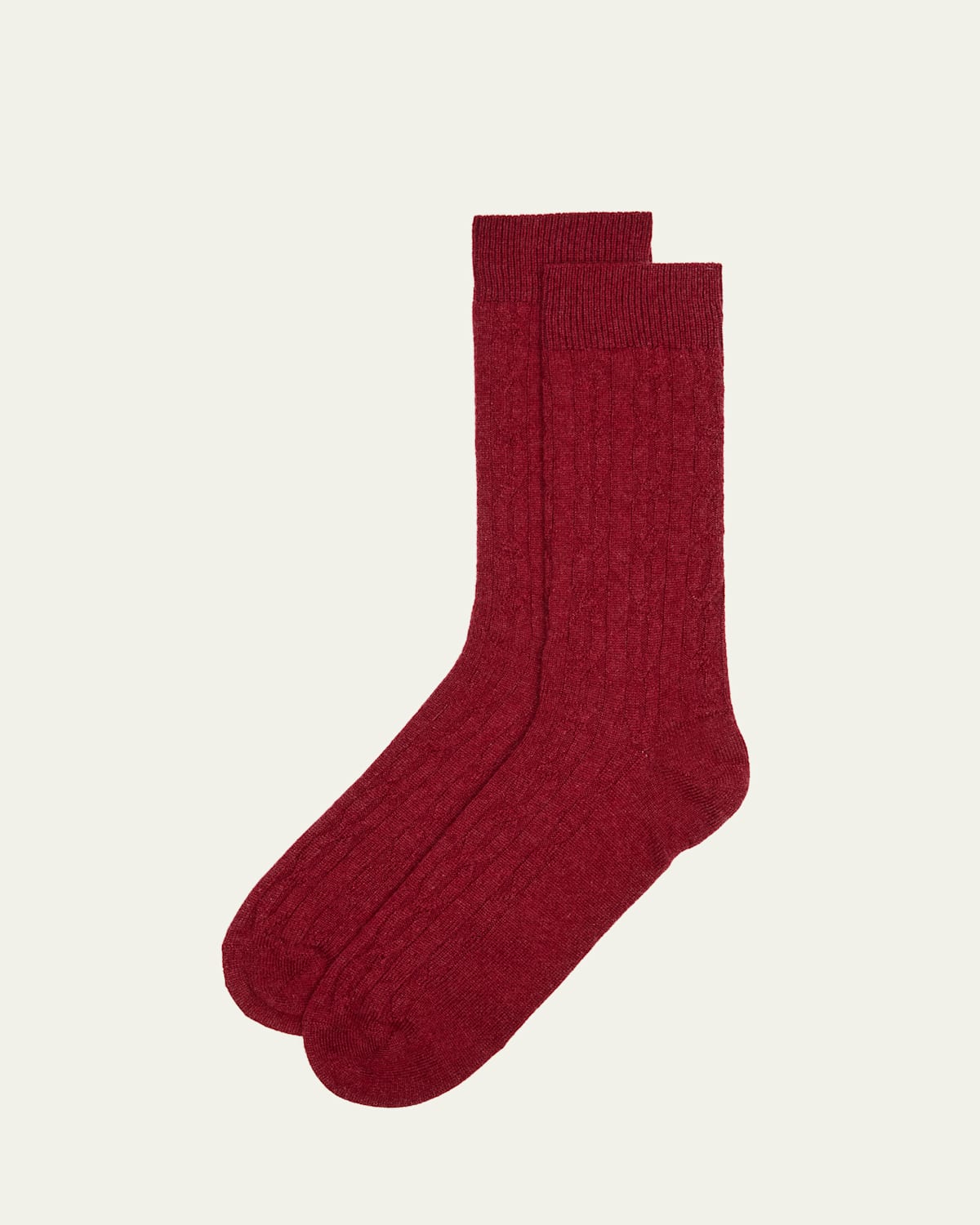 Men's Cashmere Cable Knit Mid-Calf Socks