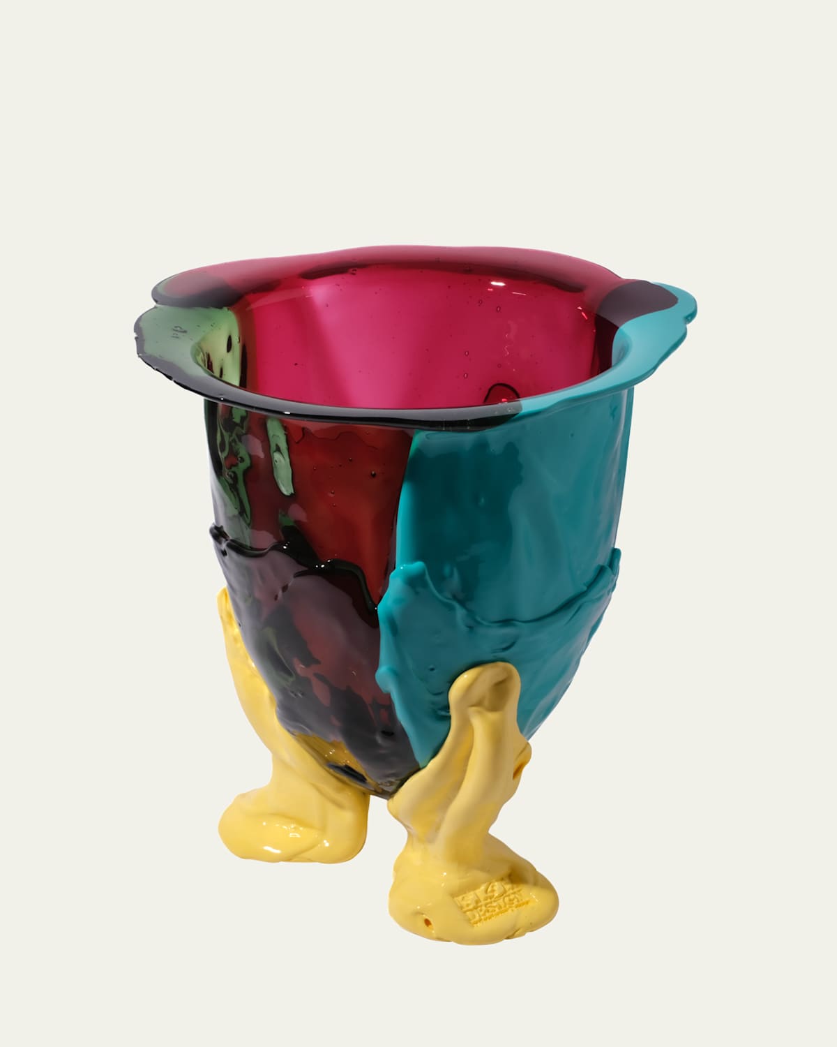 Corsi Amazonia Vase In Fuchsia/green/turquoise/pastel Yellow