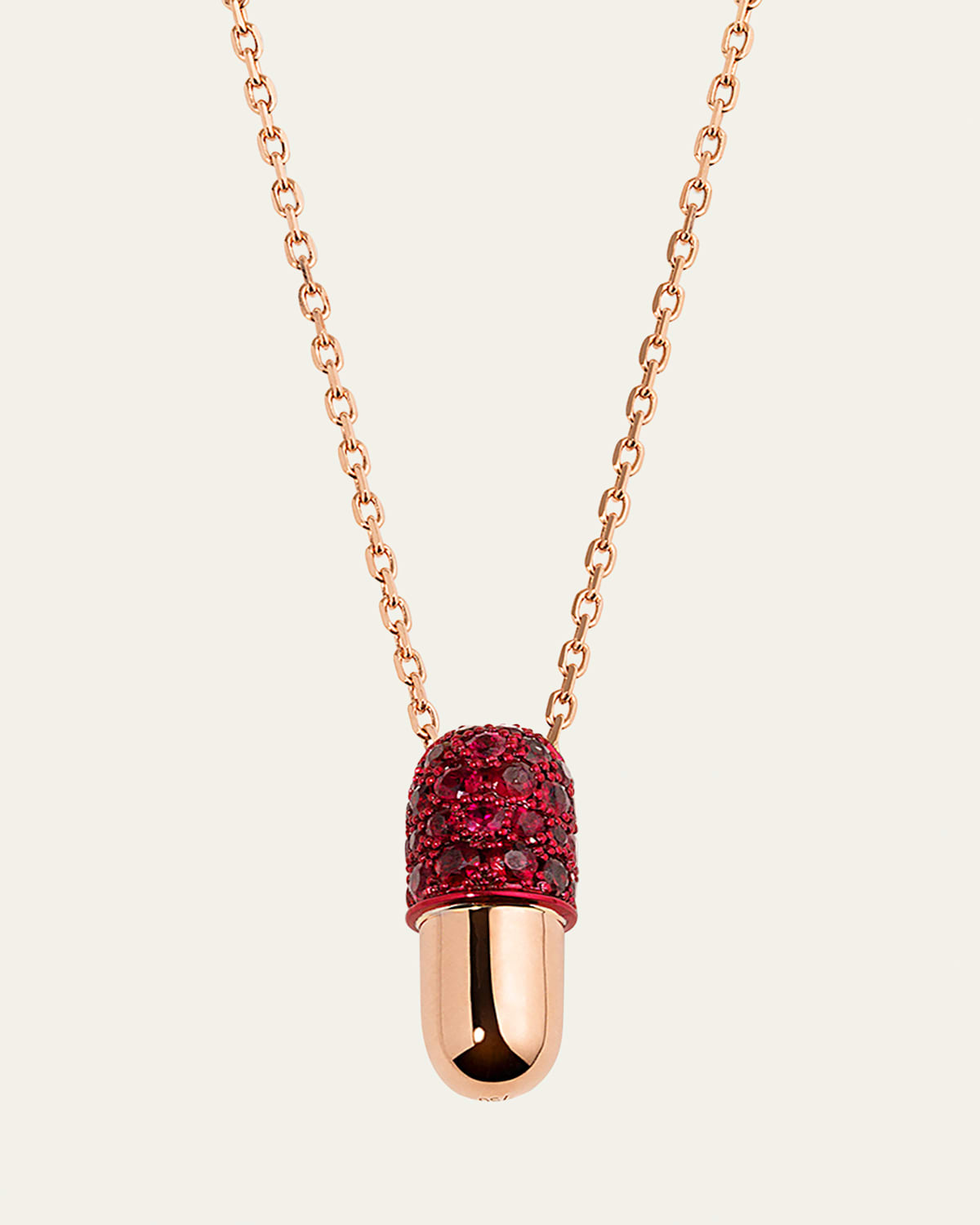 Elior 18K Rose Gold Medium Ruby Pill Pendant Necklace